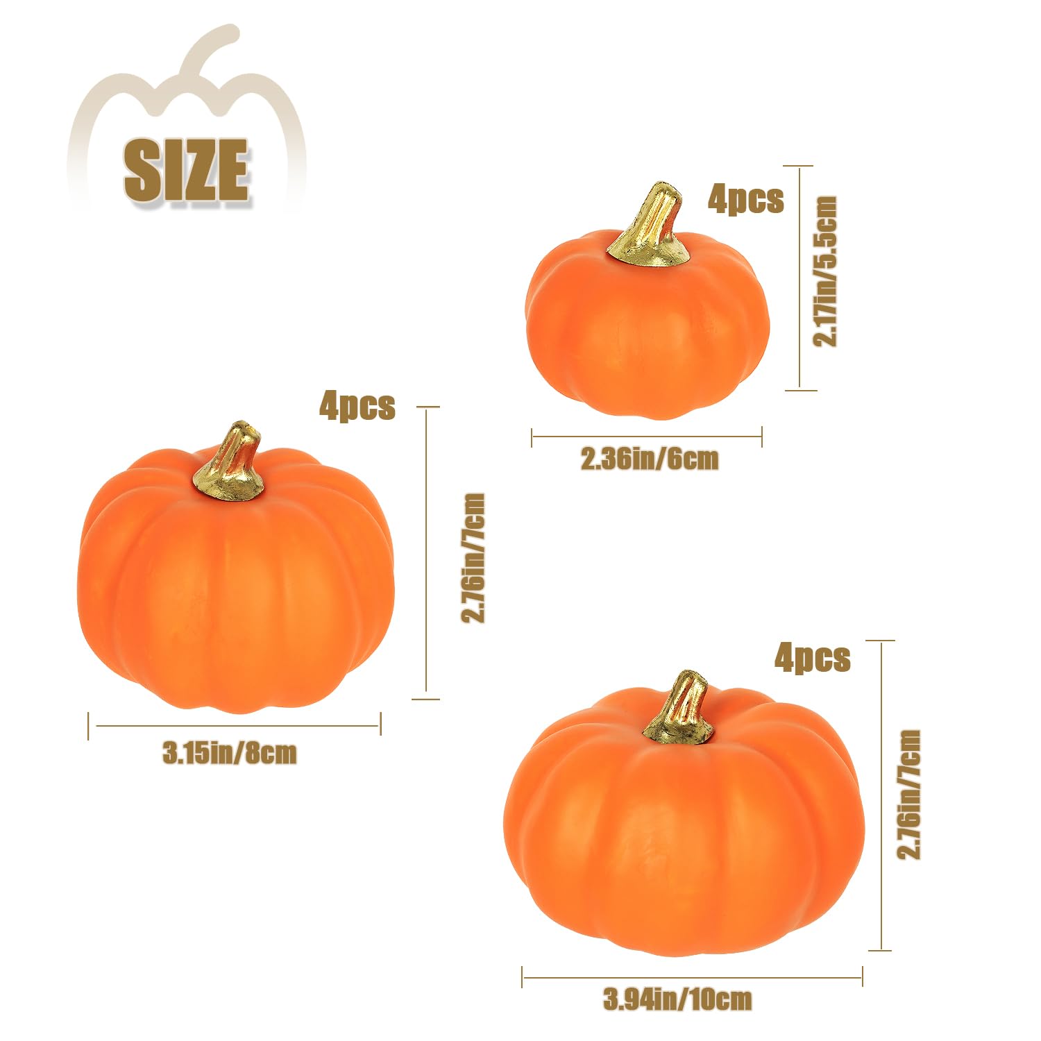 Lot de 48 Citrouilles Artificielles pour Décor d’Automne - Déco Halloween et Thanksgiving, Mini-Citrouilles pour Table, Maison, Jardin, Mariage - Ambiance Festive Rustique