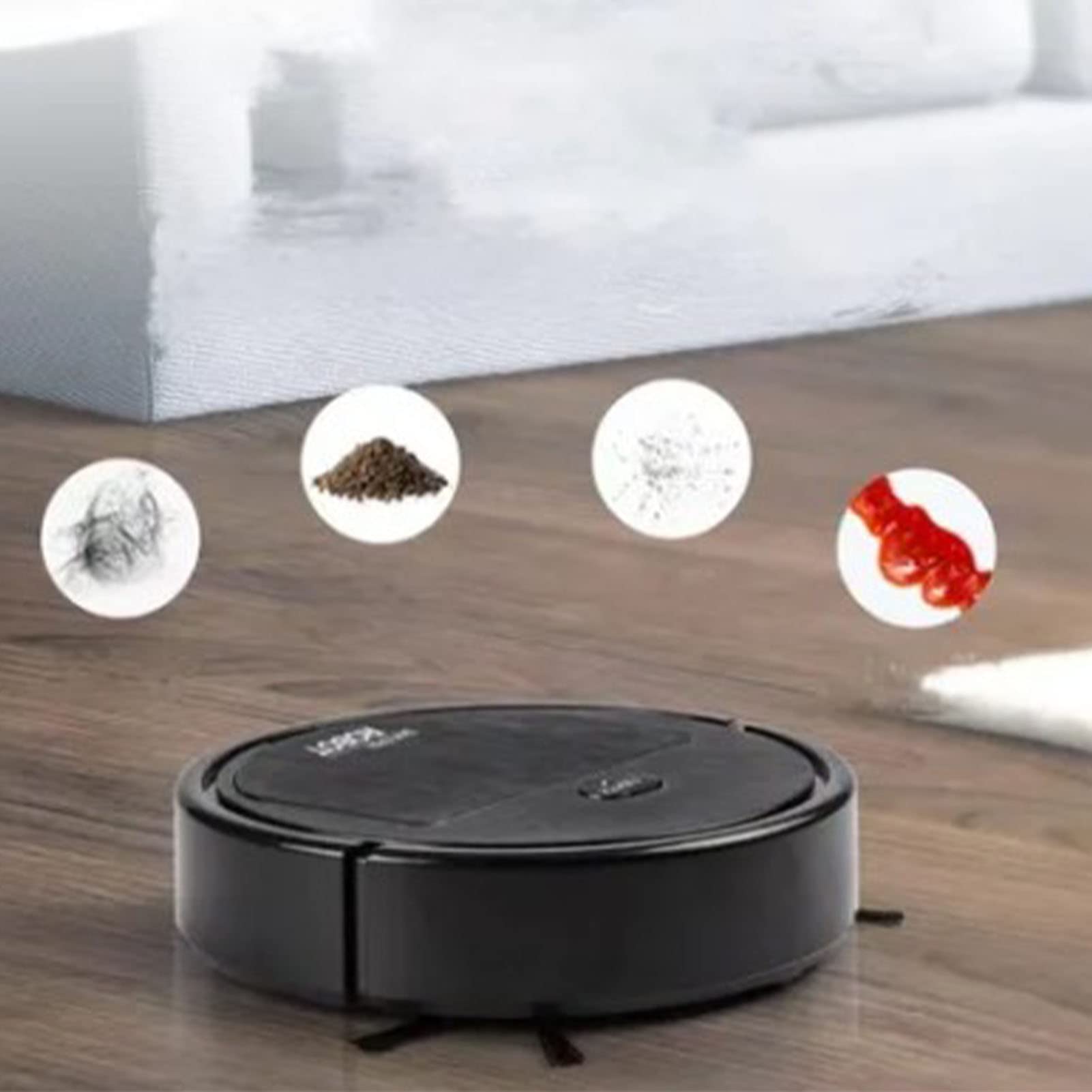 Robot Vacuum Cleaner Low Noise, Sweeping Vacuuming Mopping 3 in 1 Strong Suction Automatic Cleaner, Good for Cleaning Pet Hair, Carpets, Hard Floors