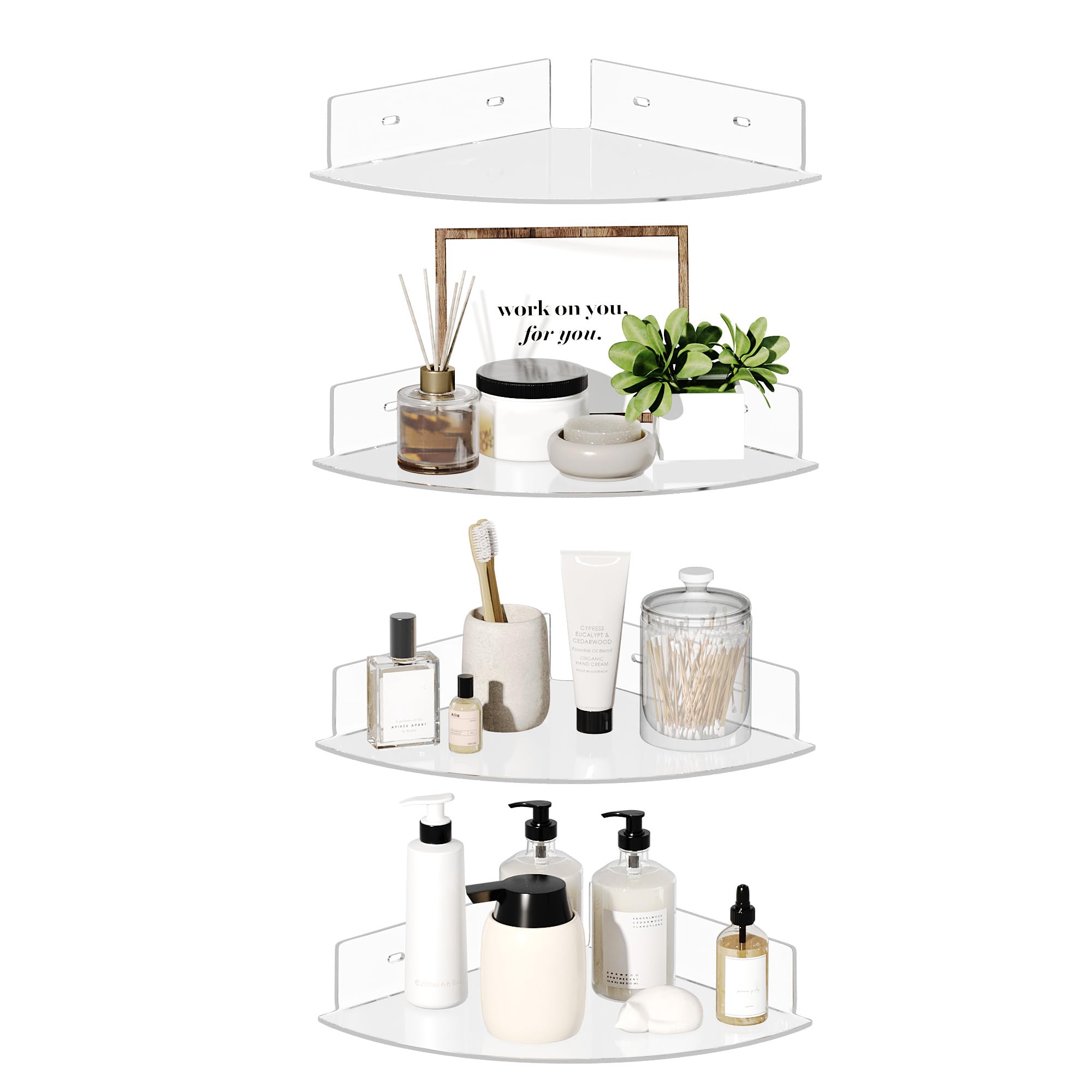 Étagères Acrylique Transparentes Upsimples, 38 cm - Lot de 4 Étagères Flottantes Murales pour Rangement Livres Enfants/Chambre/Chambre/Salle de Bain/Cuisine