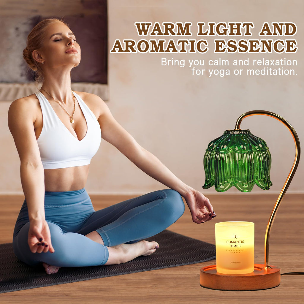 Lampe Chauffe-Bougie Fleur avec Minuterie, Variateur d’Intensité, Cadeau de Noël, Anniversaire ou Anniversaire de Mariage pour Femme, Maman, Épouse - Lampe Vintage Romantique pour Bougies