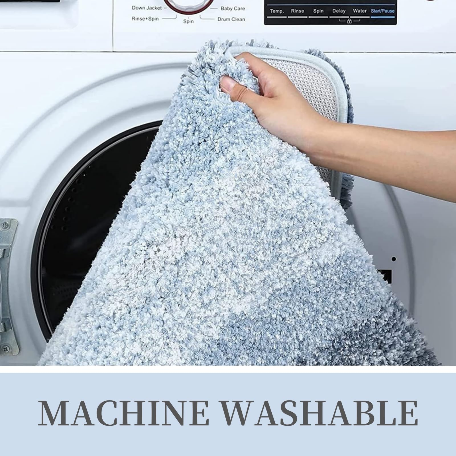 Tapis de bain en microfibre ultra doux et absorbant - Tapis shaggy antidérapant, lavable en machine, 40x60 cm