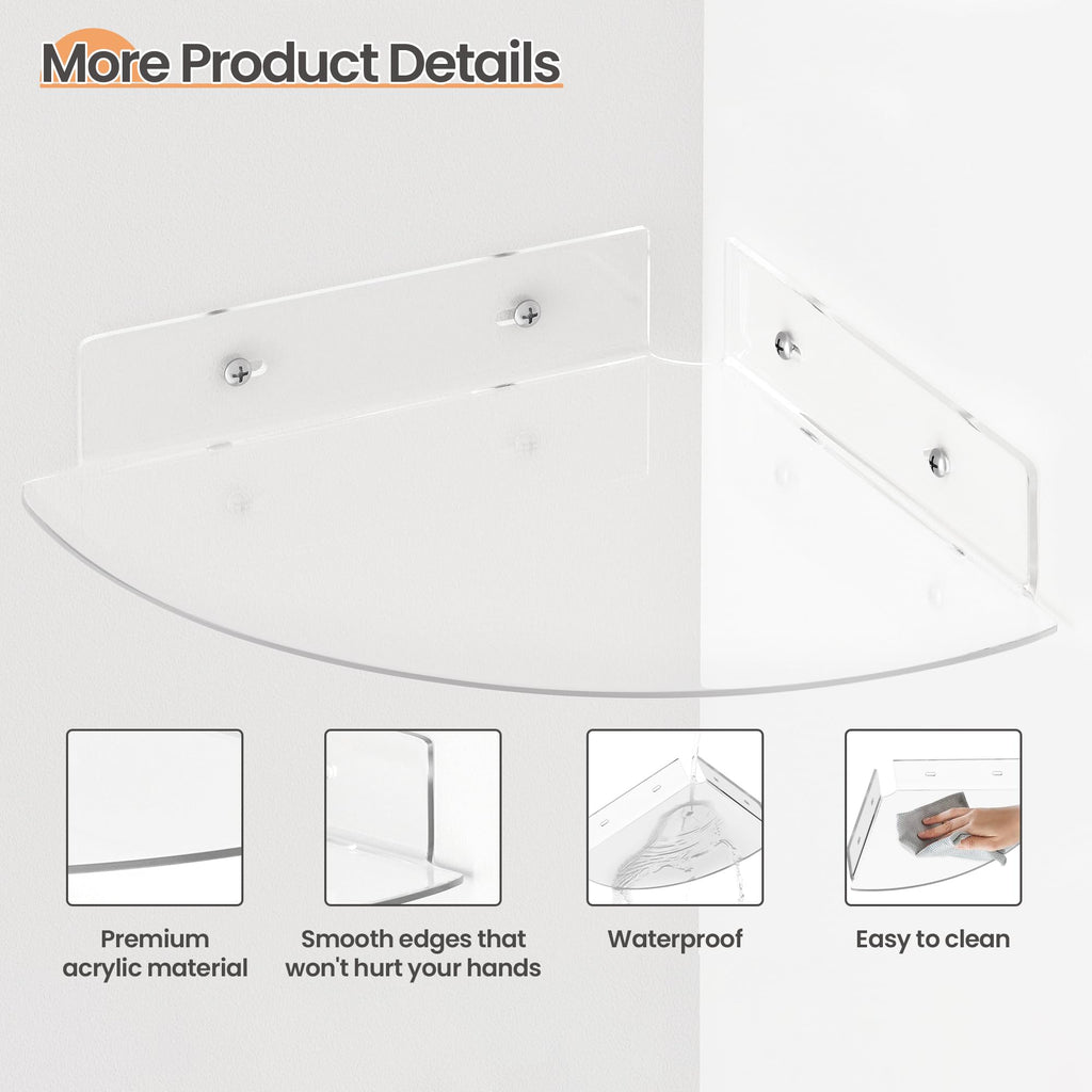 Étagères Acrylique Transparentes Upsimples, 38 cm - Lot de 4 Étagères Flottantes Murales pour Rangement Livres Enfants/Chambre/Chambre/Salle de Bain/Cuisine