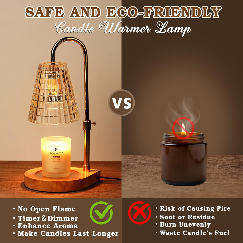 Lampe Chauffe-Bougie Fleur avec Minuterie, Variateur d’Intensité, Cadeau de Noël, Anniversaire ou Anniversaire de Mariage pour Femme, Maman, Épouse - Lampe Vintage Romantique pour Bougies