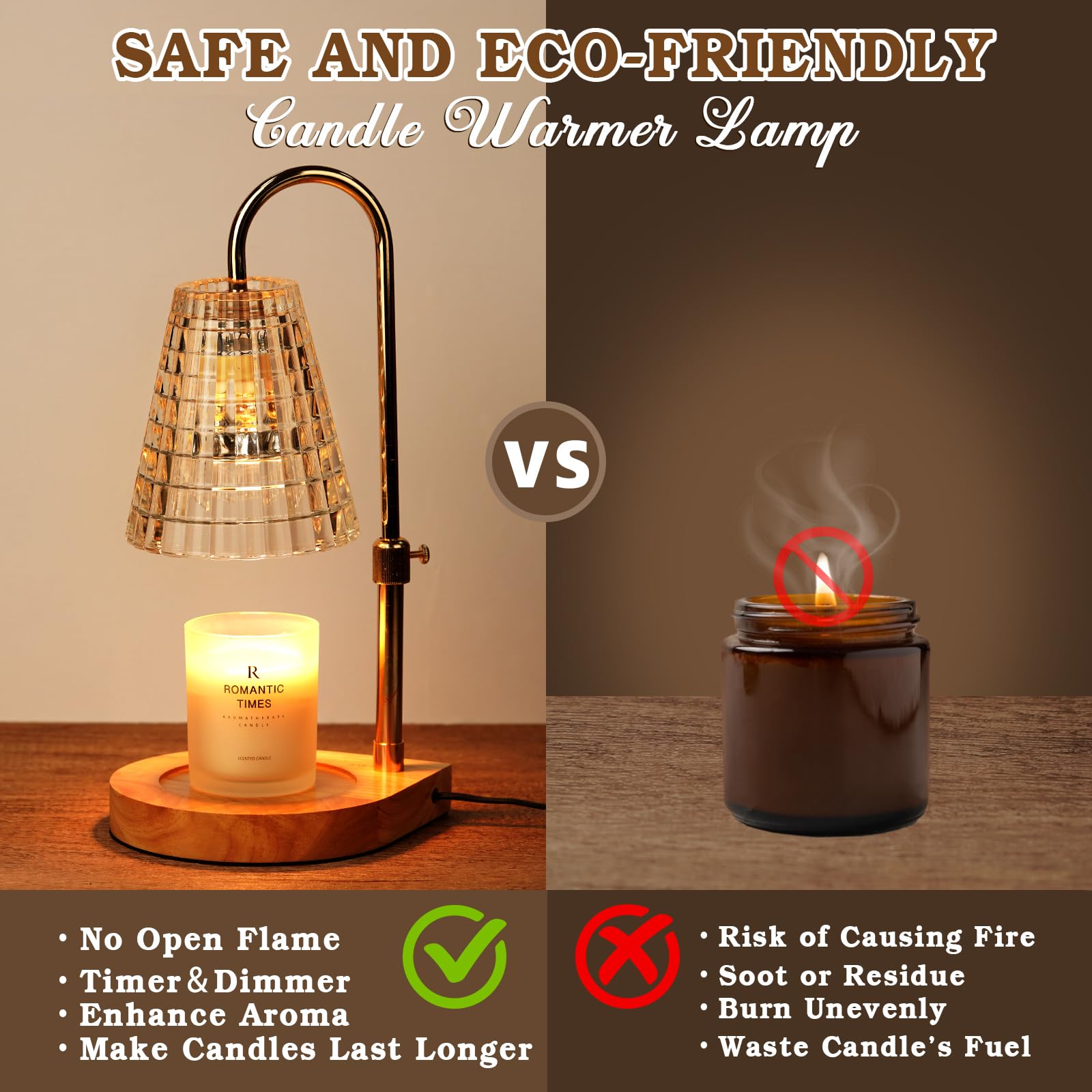 Lampe Chauffe-Bougie Fleur avec Minuterie, Variateur d’Intensité, Cadeau de Noël, Anniversaire ou Anniversaire de Mariage pour Femme, Maman, Épouse - Lampe Vintage Romantique pour Bougies