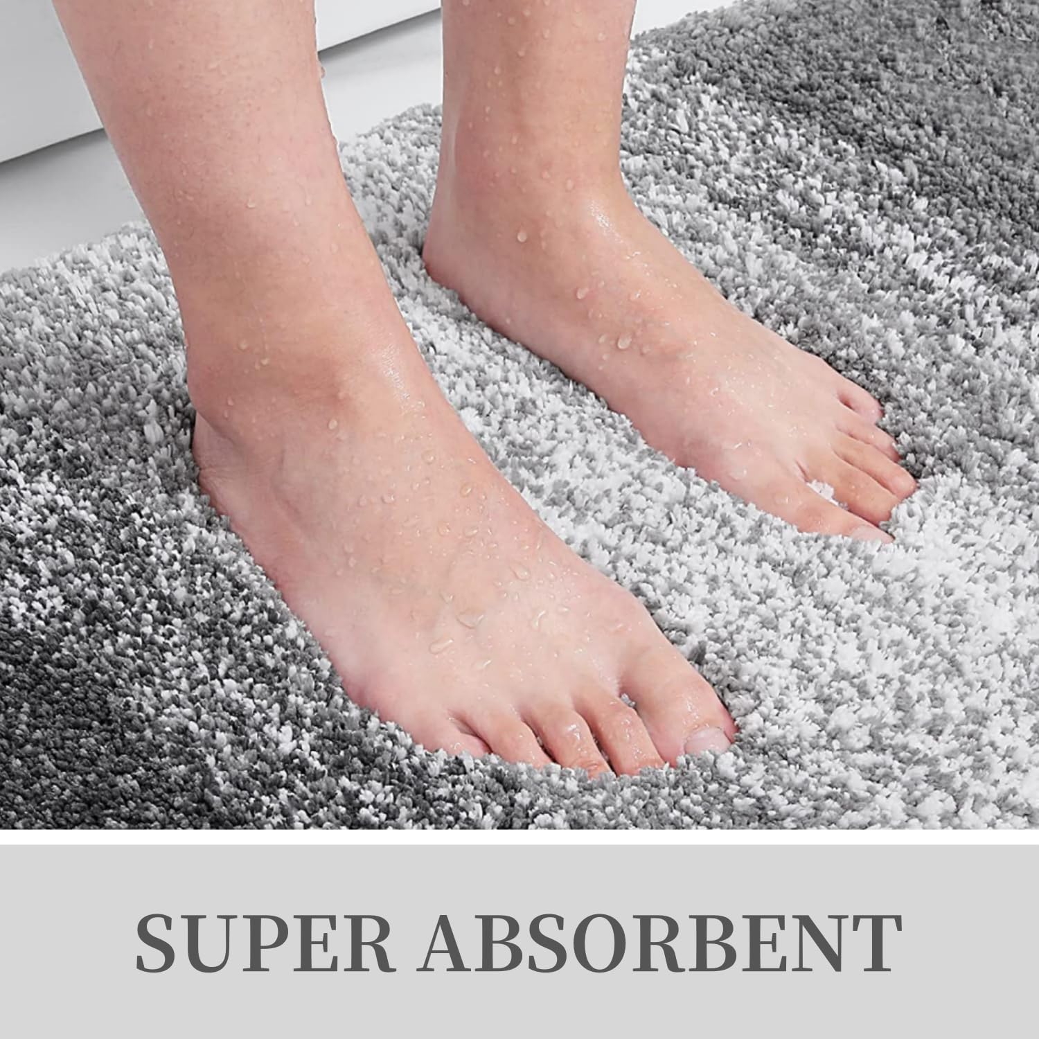 Tapis de bain en microfibre ultra doux et absorbant - Tapis shaggy antidérapant, lavable en machine, 40x60 cm