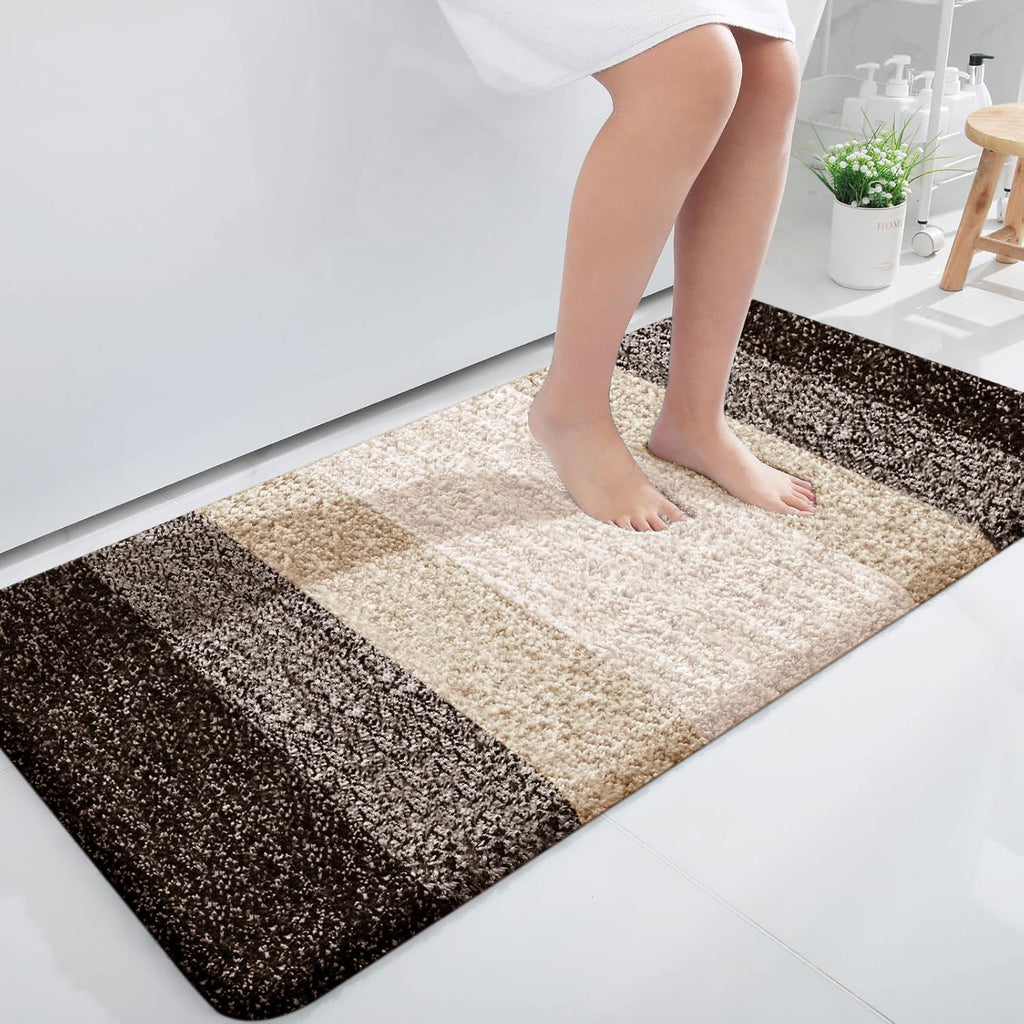 Tapis de bain en microfibre ultra doux et absorbant - Tapis shaggy antidérapant, lavable en machine, 40x60 cm