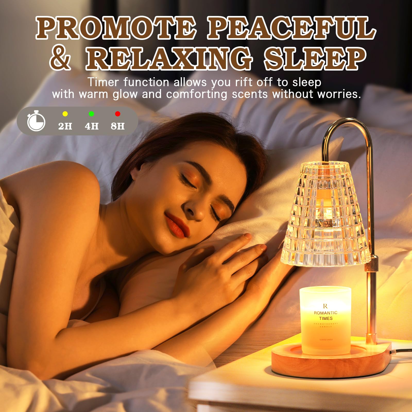 Lampe Chauffe-Bougie Fleur avec Minuterie, Variateur d’Intensité, Cadeau de Noël, Anniversaire ou Anniversaire de Mariage pour Femme, Maman, Épouse - Lampe Vintage Romantique pour Bougies