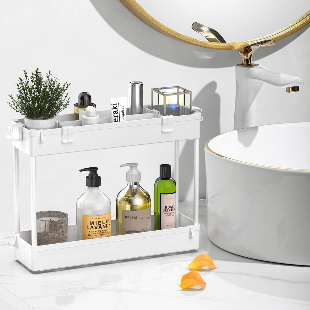 Chariot de Rangement Fin, 3 Niveaux - Organiseur Roulant pour Salle de Bain, Cuisine, Bureau & Espaces Étroits,