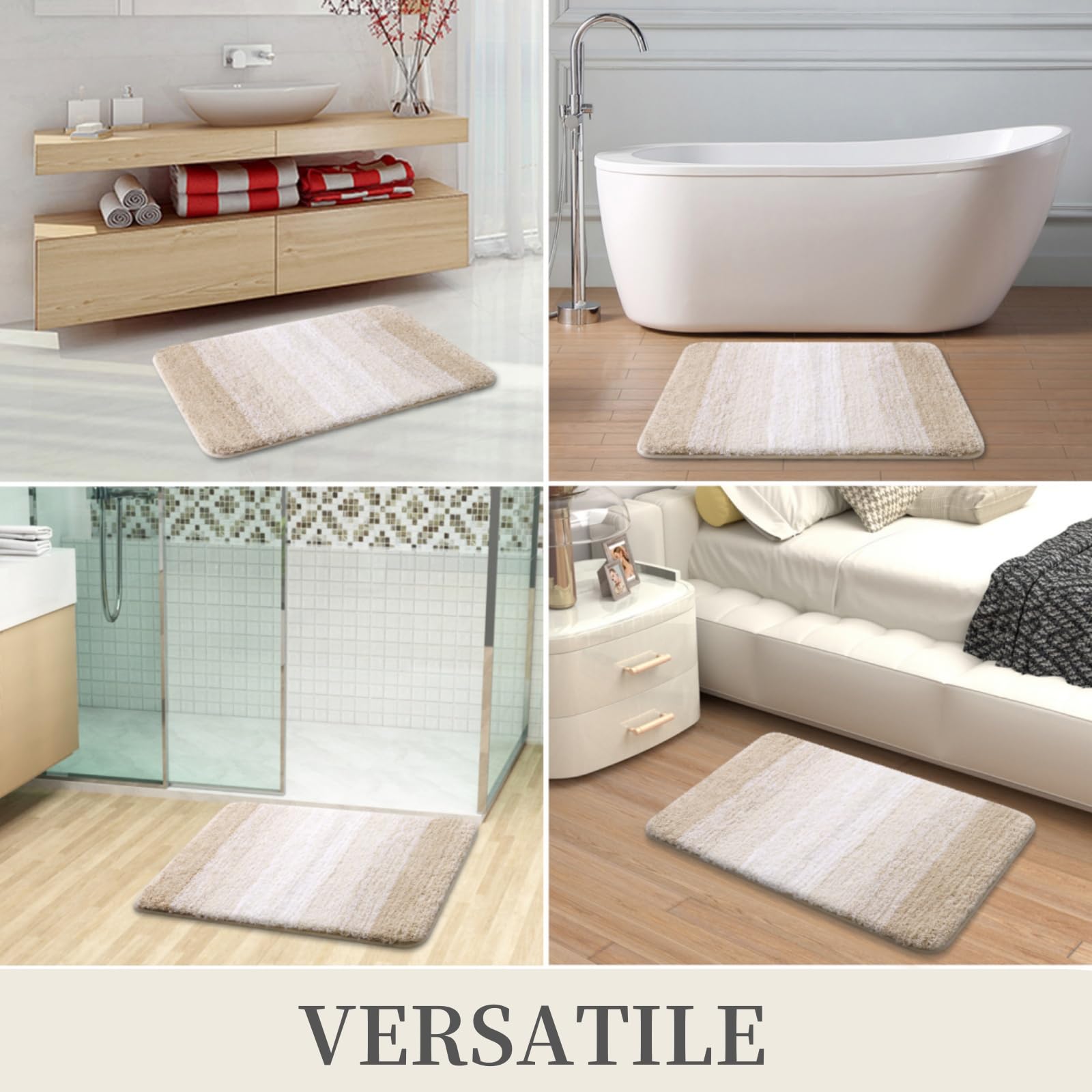 Tapis de bain en microfibre ultra doux et absorbant - Tapis shaggy antidérapant, lavable en machine, 40x60 cm