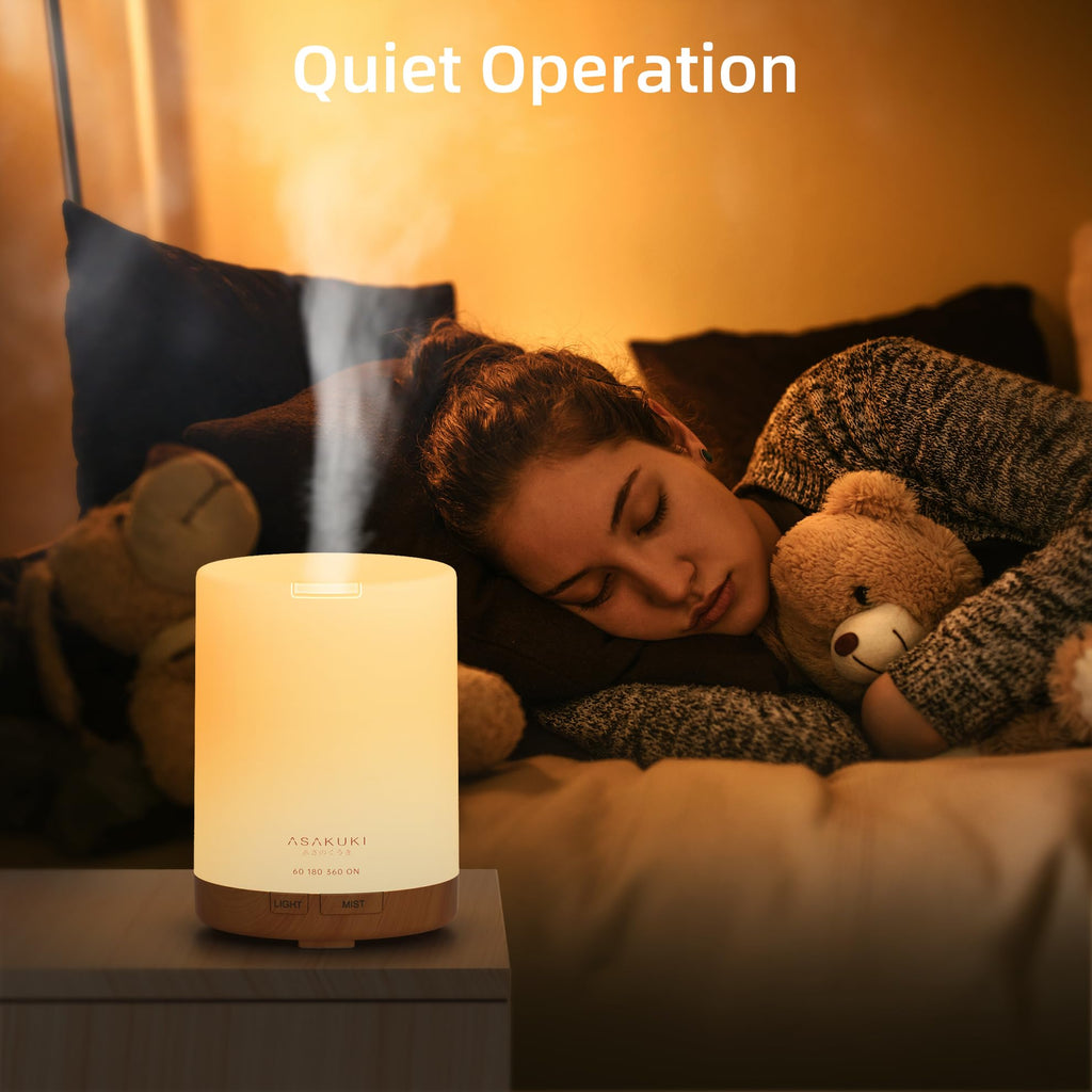 Diffuseur d'Huiles Essentielles 300 ml en Grain de Bois - Brumisateur Ultrasonique, 7 Couleurs LED, 3 Modes de Minuterie, Arrêt Automatique, Humidificateur Aromathérapie pour Maison et Bureau - Cadeau Idéal