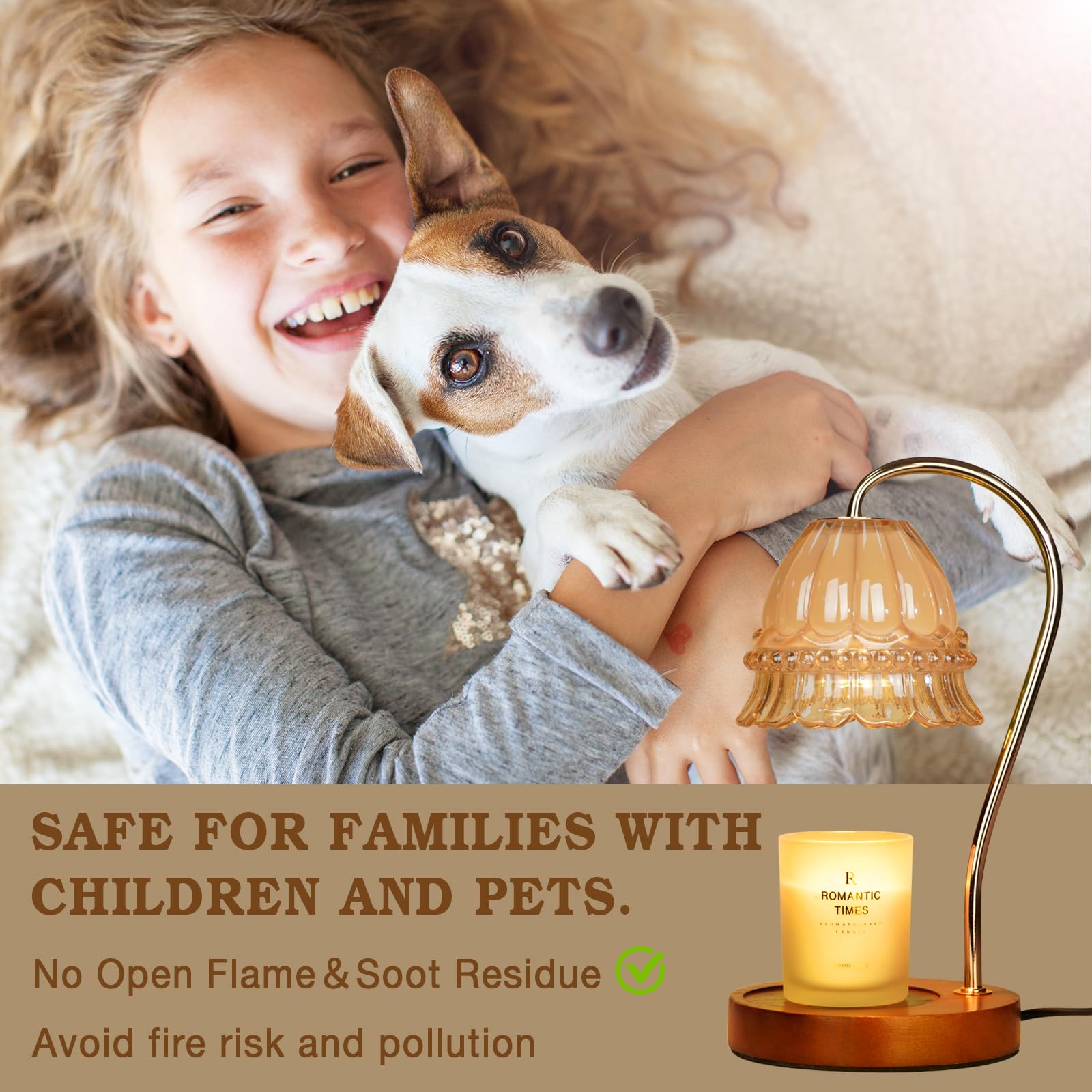 Lampe Chauffe-Bougie Fleur avec Minuterie, Variateur d’Intensité, Cadeau de Noël, Anniversaire ou Anniversaire de Mariage pour Femme, Maman, Épouse - Lampe Vintage Romantique pour Bougies