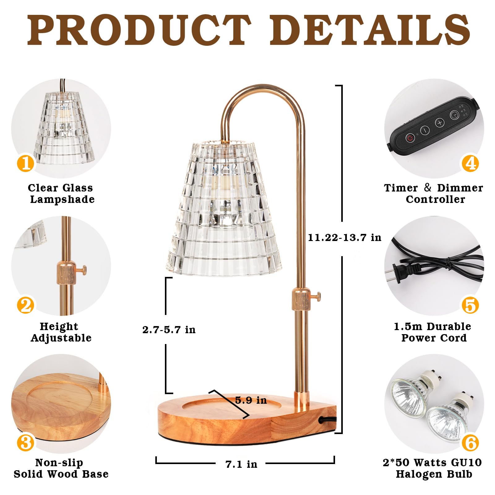 Lampe Chauffe-Bougie Fleur avec Minuterie, Variateur d’Intensité, Cadeau de Noël, Anniversaire ou Anniversaire de Mariage pour Femme, Maman, Épouse - Lampe Vintage Romantique pour Bougies