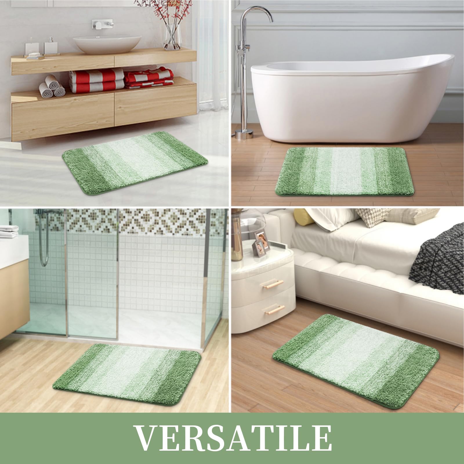 Tapis de bain en microfibre ultra doux et absorbant - Tapis shaggy antidérapant, lavable en machine, 40x60 cm