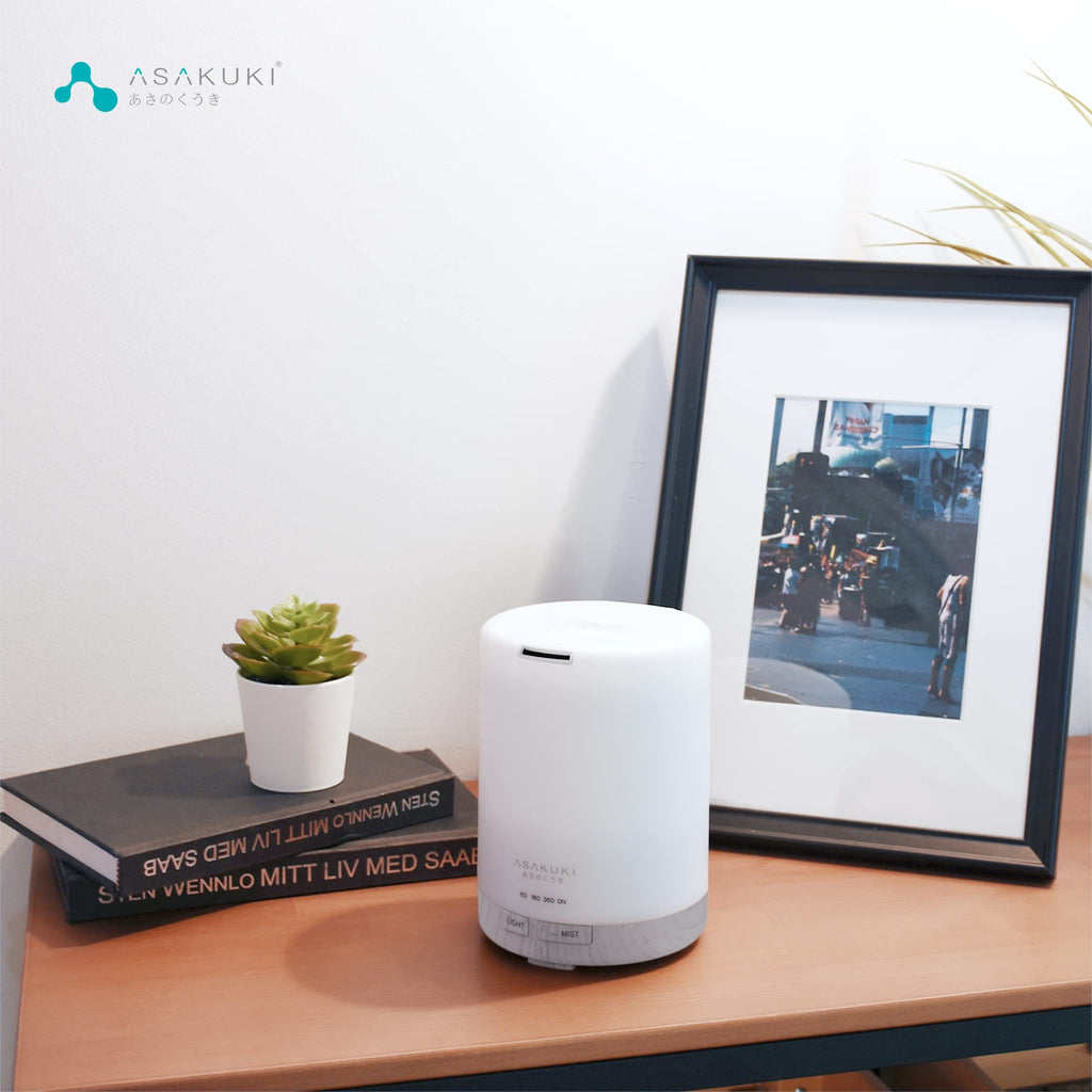 Diffuseur d'Huiles Essentielles 300 ml en Grain de Bois - Brumisateur Ultrasonique, 7 Couleurs LED, 3 Modes de Minuterie, Arrêt Automatique, Humidificateur Aromathérapie pour Maison et Bureau - Cadeau Idéal