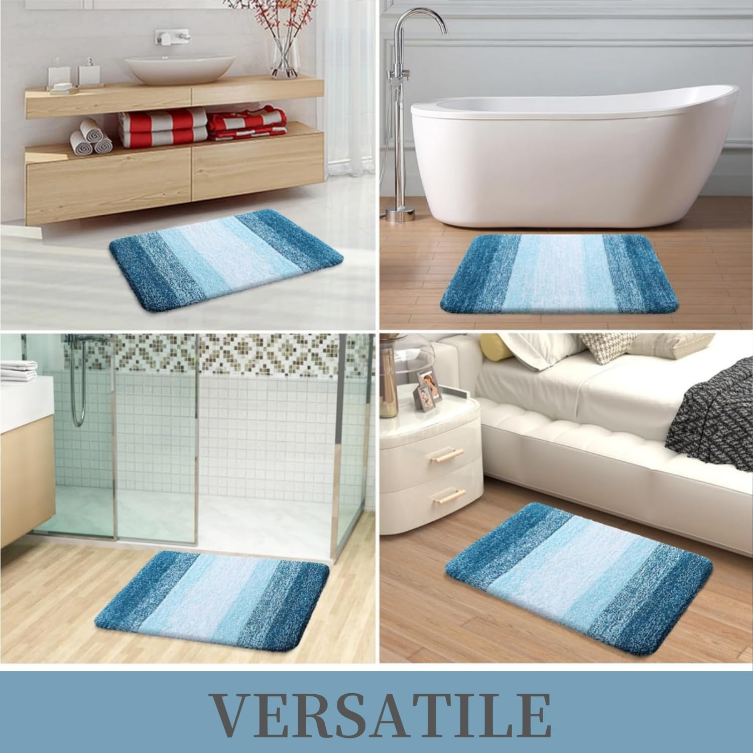 Tapis de bain en microfibre ultra doux et absorbant - Tapis shaggy antidérapant, lavable en machine, 40x60 cm
