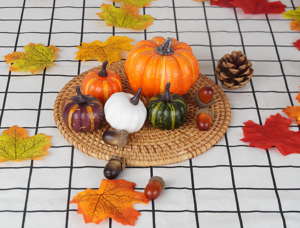 Lot de 48 Citrouilles Artificielles pour Décor d’Automne - Déco Halloween et Thanksgiving, Mini-Citrouilles pour Table, Maison, Jardin, Mariage - Ambiance Festive Rustique