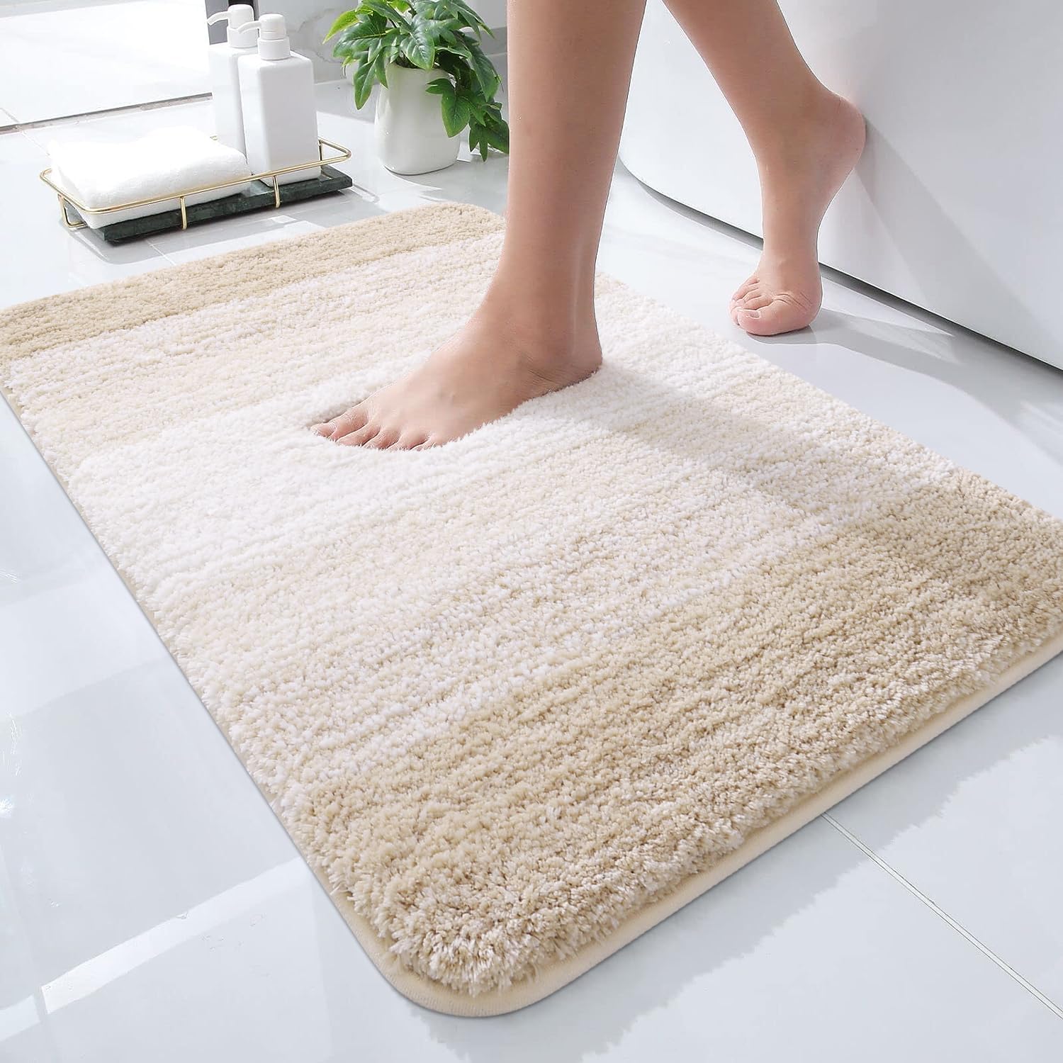 Tapis de bain en microfibre ultra doux et absorbant - Tapis shaggy antidérapant, lavable en machine, 40x60 cm