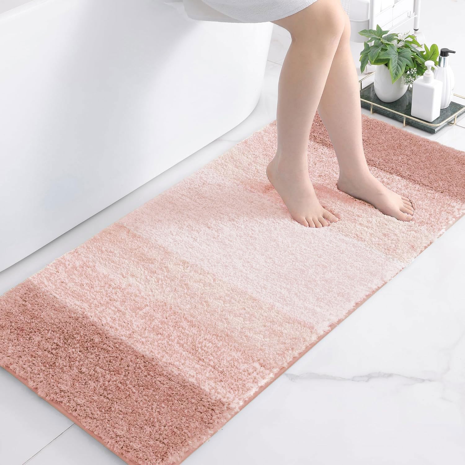 Tapis de bain en microfibre ultra doux et absorbant - Tapis shaggy antidérapant, lavable en machine, 40x60 cm