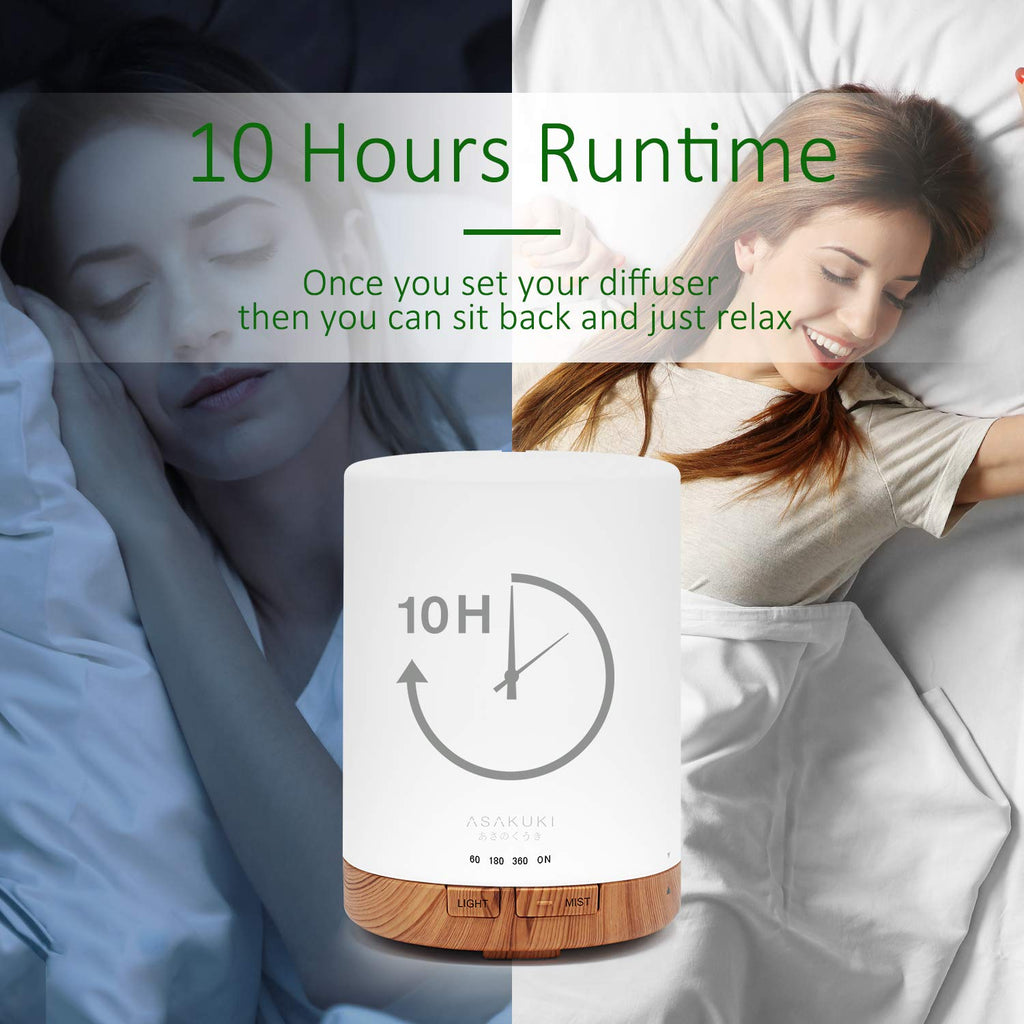 Diffuseur d'Huiles Essentielles 300 ml en Grain de Bois - Brumisateur Ultrasonique, 7 Couleurs LED, 3 Modes de Minuterie, Arrêt Automatique, Humidificateur Aromathérapie pour Maison et Bureau - Cadeau Idéal