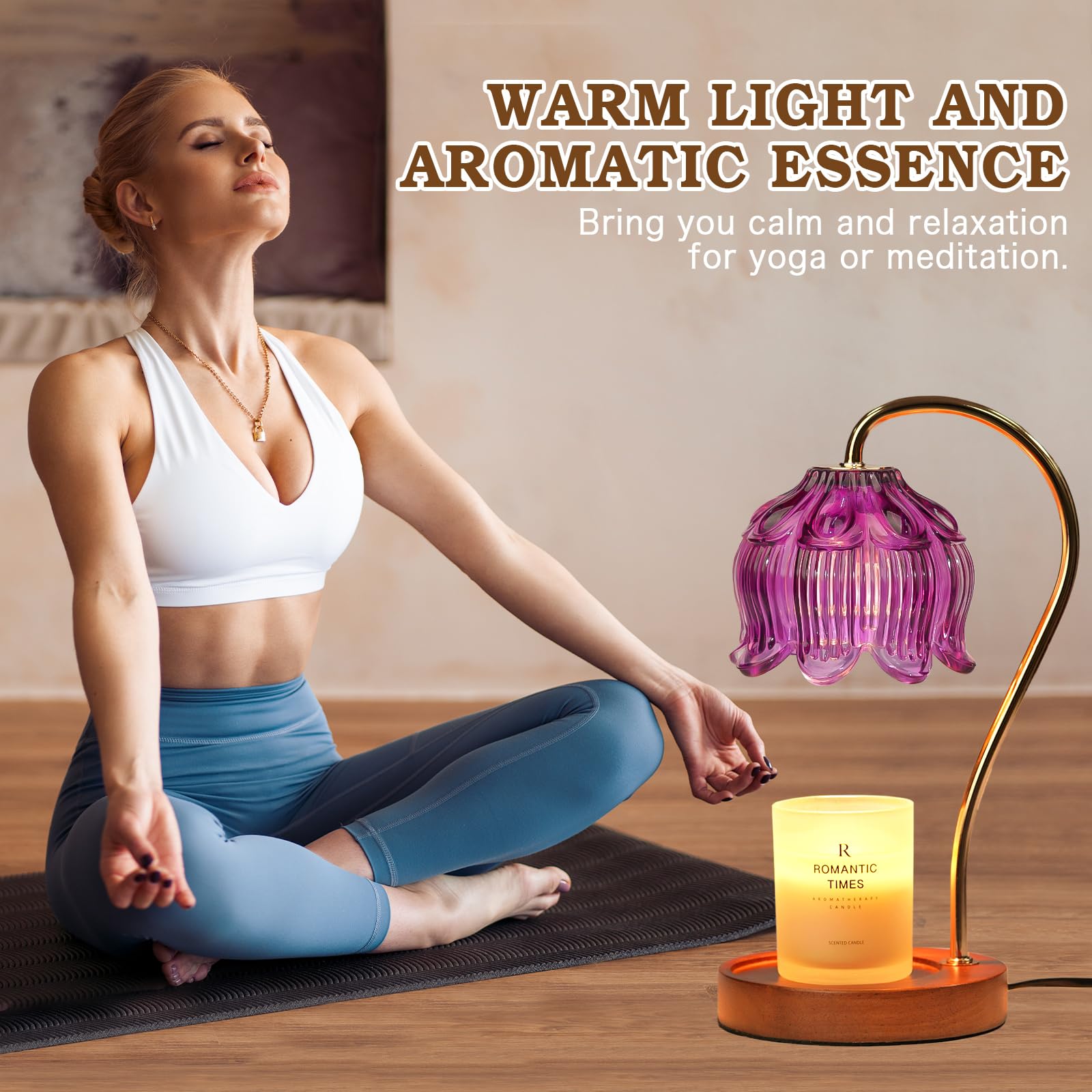 Lampe Chauffe-Bougie Fleur avec Minuterie, Variateur d’Intensité, Cadeau de Noël, Anniversaire ou Anniversaire de Mariage pour Femme, Maman, Épouse - Lampe Vintage Romantique pour Bougies