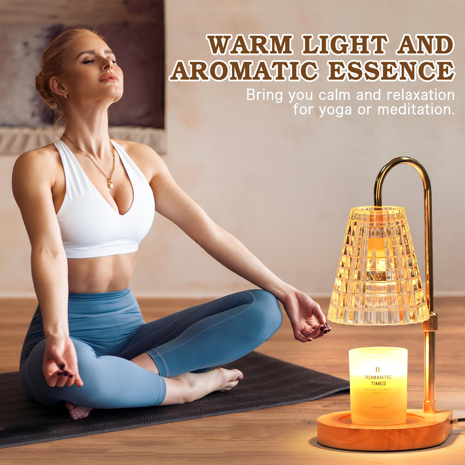 Lampe Chauffe-Bougie Fleur avec Minuterie, Variateur d’Intensité, Cadeau de Noël, Anniversaire ou Anniversaire de Mariage pour Femme, Maman, Épouse - Lampe Vintage Romantique pour Bougies