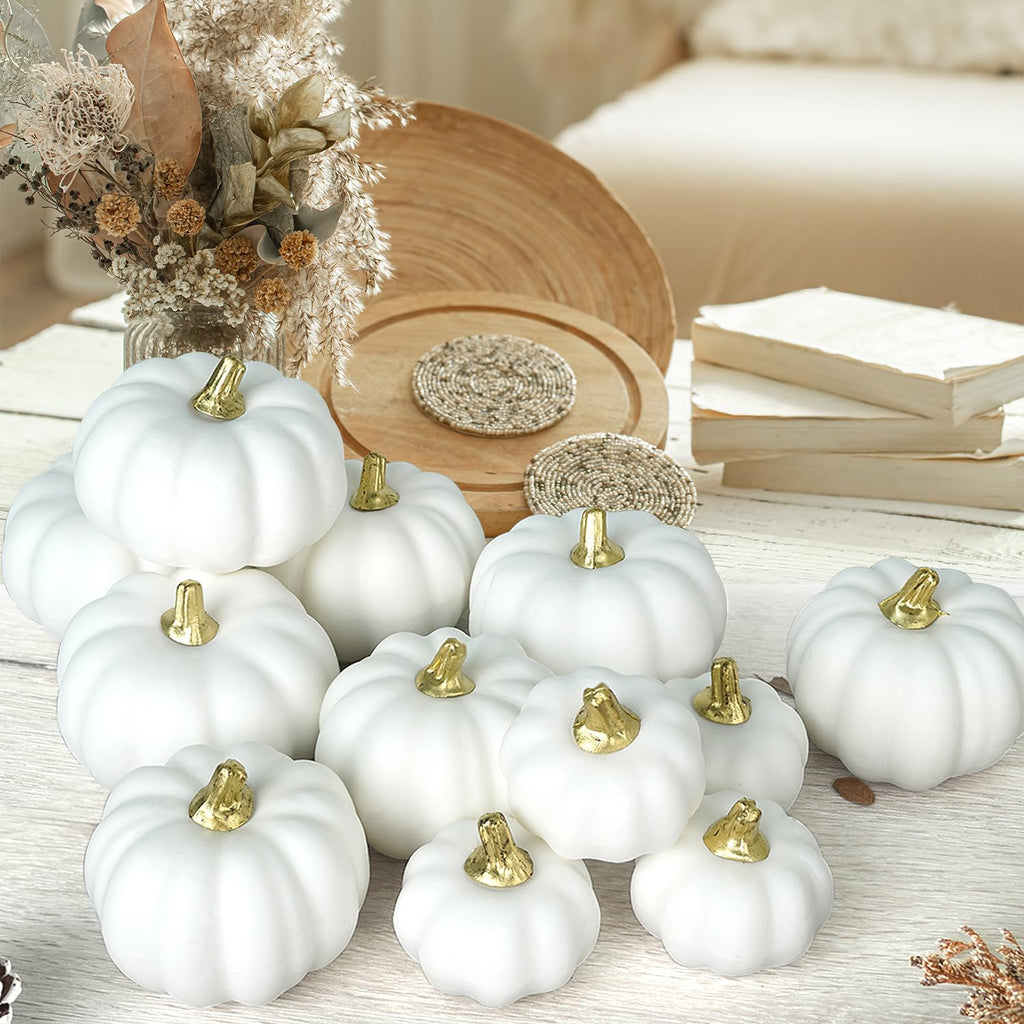 Lot de 48 Citrouilles Artificielles pour Décor d’Automne - Déco Halloween et Thanksgiving, Mini-Citrouilles pour Table, Maison, Jardin, Mariage - Ambiance Festive Rustique
