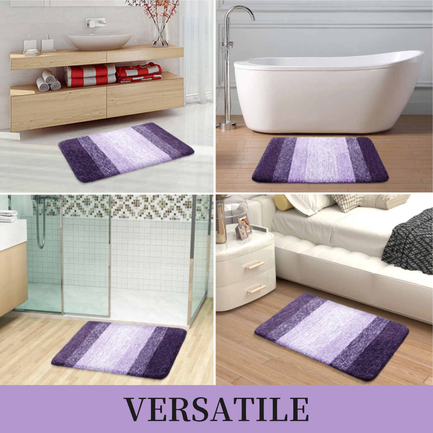 Tapis de bain en microfibre ultra doux et absorbant - Tapis shaggy antidérapant, lavable en machine, 40x60 cm
