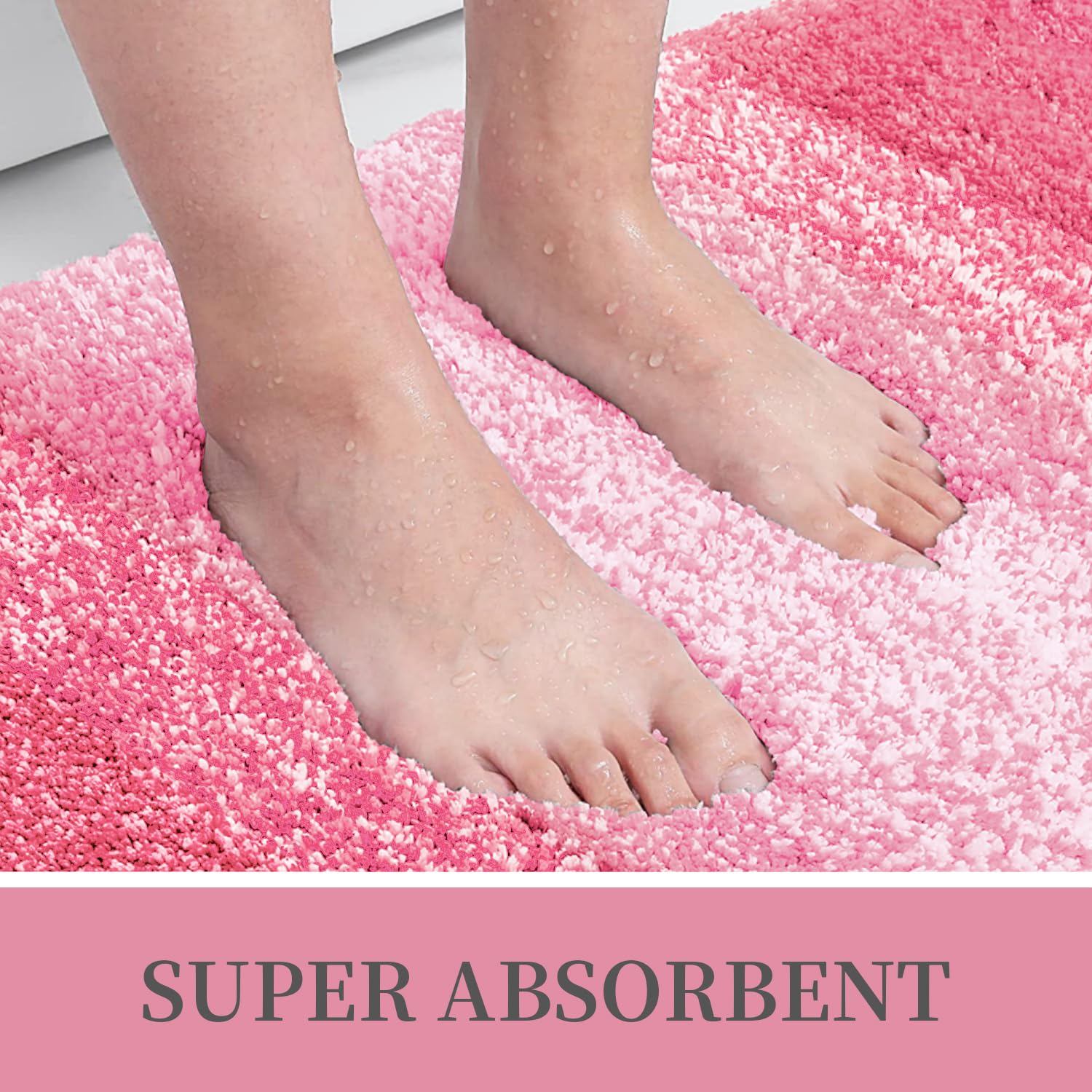 Tapis de bain en microfibre ultra doux et absorbant - Tapis shaggy antidérapant, lavable en machine, 40x60 cm