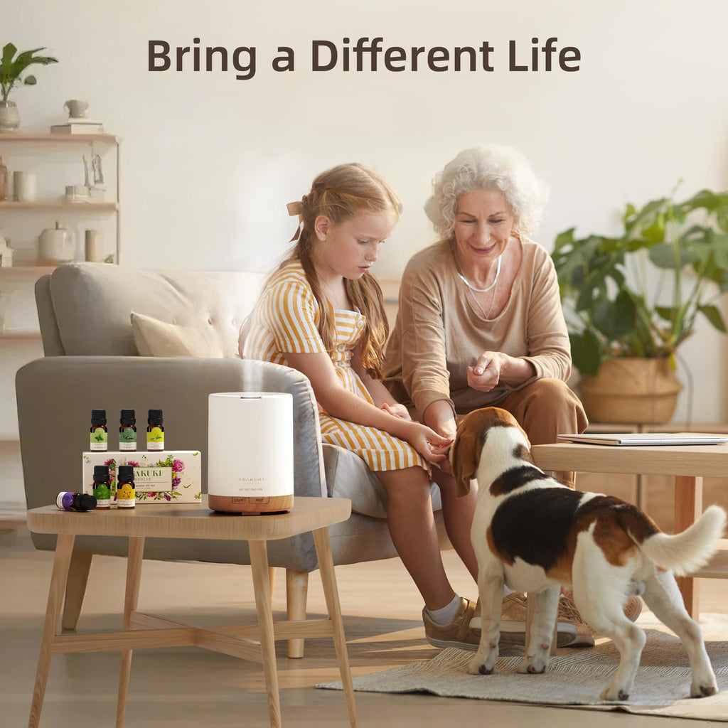 Diffuseur d'Huiles Essentielles 300 ml en Grain de Bois - Brumisateur Ultrasonique, 7 Couleurs LED, 3 Modes de Minuterie, Arrêt Automatique, Humidificateur Aromathérapie pour Maison et Bureau - Cadeau Idéal