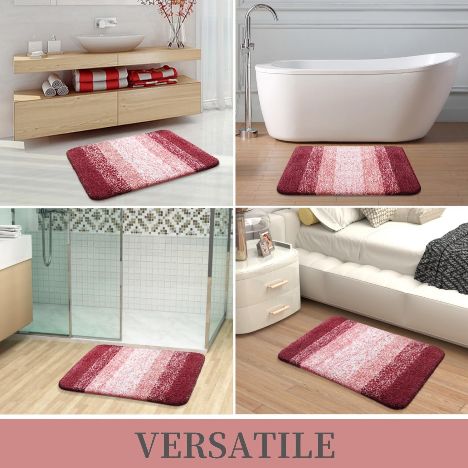 Tapis de bain en microfibre ultra doux et absorbant - Tapis shaggy antidérapant, lavable en machine, 40x60 cm