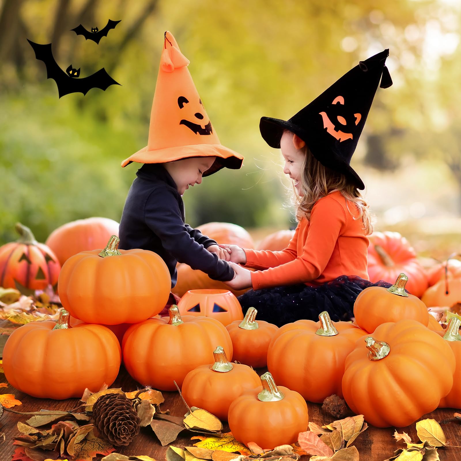 Lot de 48 Citrouilles Artificielles pour Décor d’Automne - Déco Halloween et Thanksgiving, Mini-Citrouilles pour Table, Maison, Jardin, Mariage - Ambiance Festive Rustique