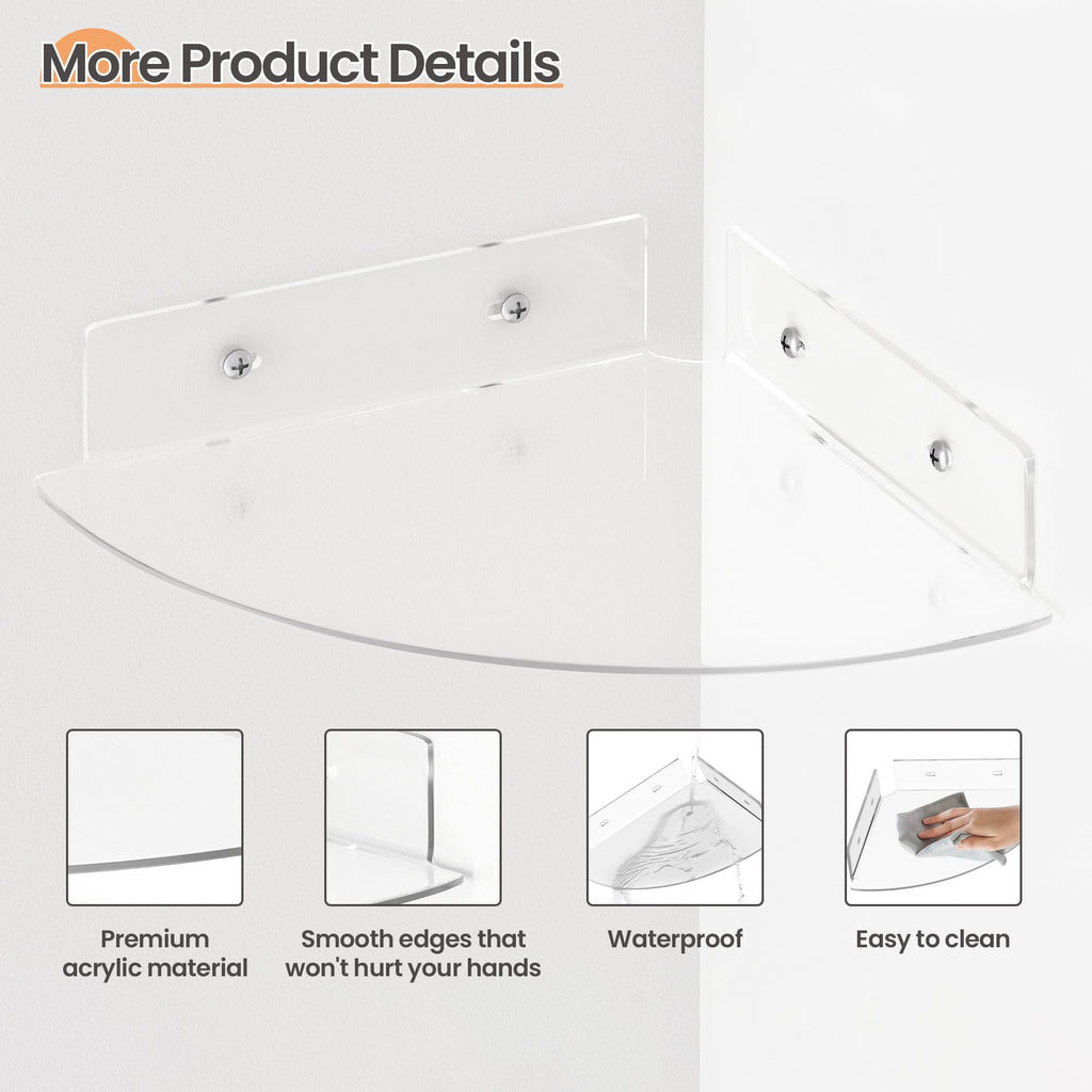 Étagères Acrylique Transparentes Upsimples, 38 cm - Lot de 4 Étagères Flottantes Murales pour Rangement Livres Enfants/Chambre/Chambre/Salle de Bain/Cuisine