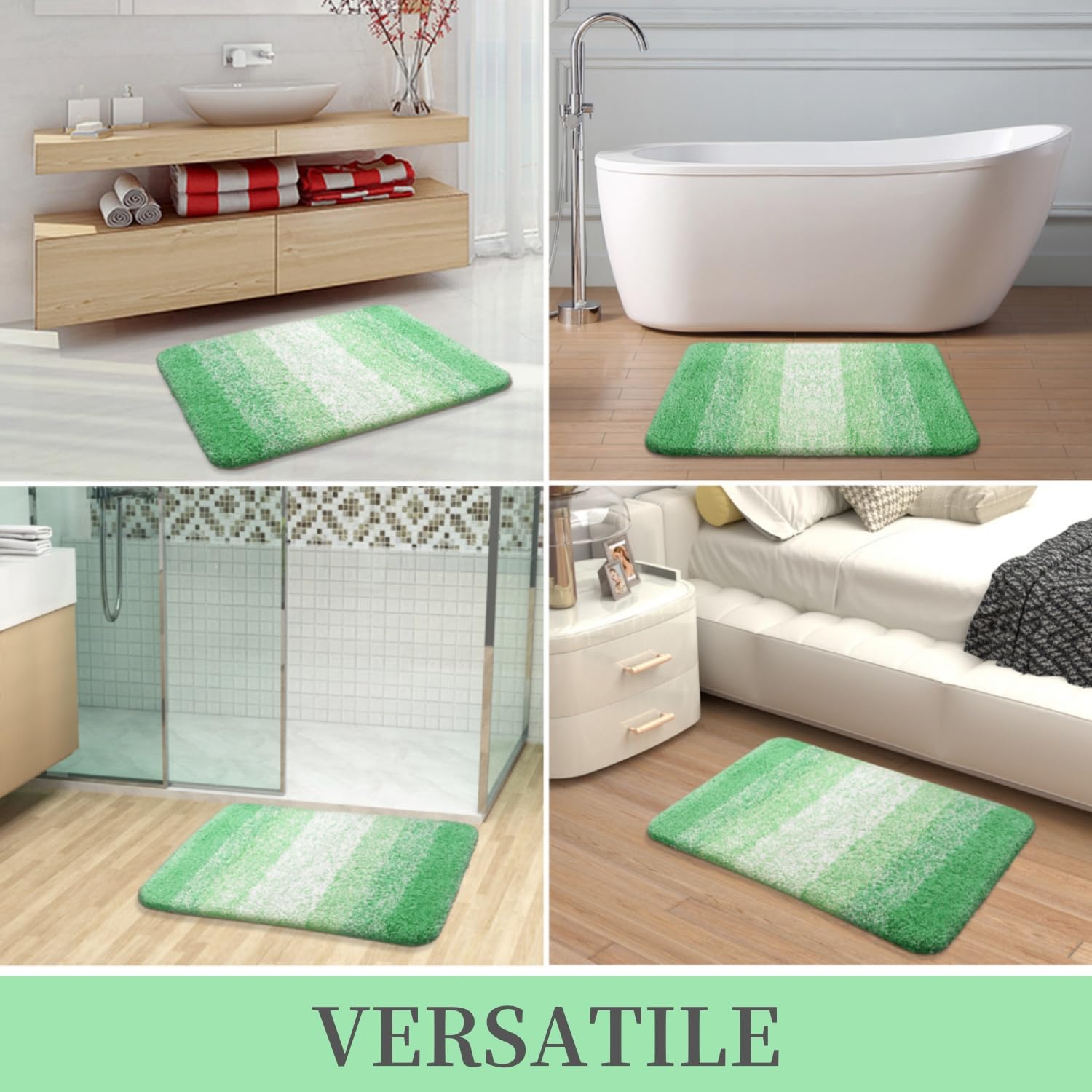 Tapis de bain en microfibre ultra doux et absorbant - Tapis shaggy antidérapant, lavable en machine, 40x60 cm