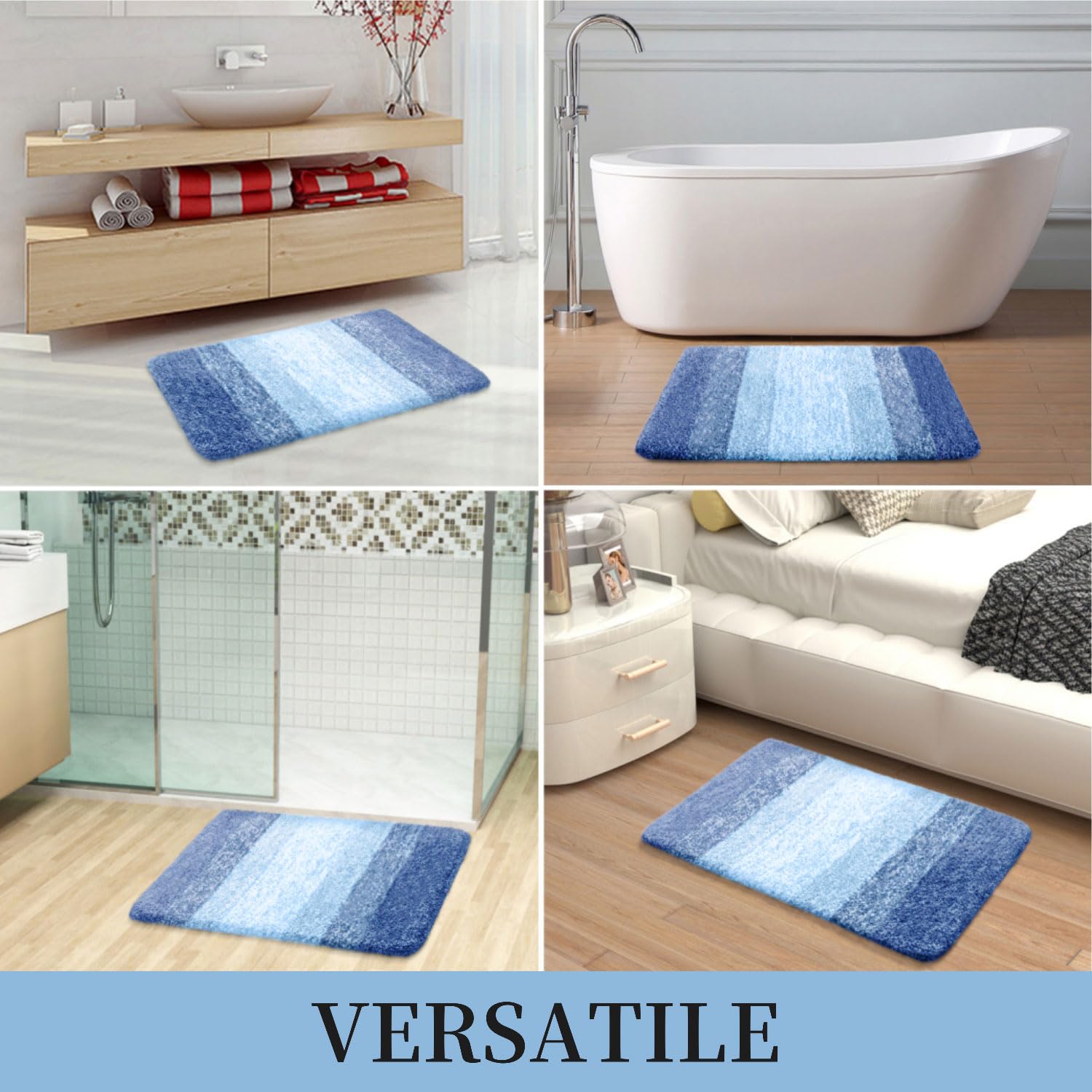 Tapis de bain en microfibre ultra doux et absorbant - Tapis shaggy antidérapant, lavable en machine, 40x60 cm