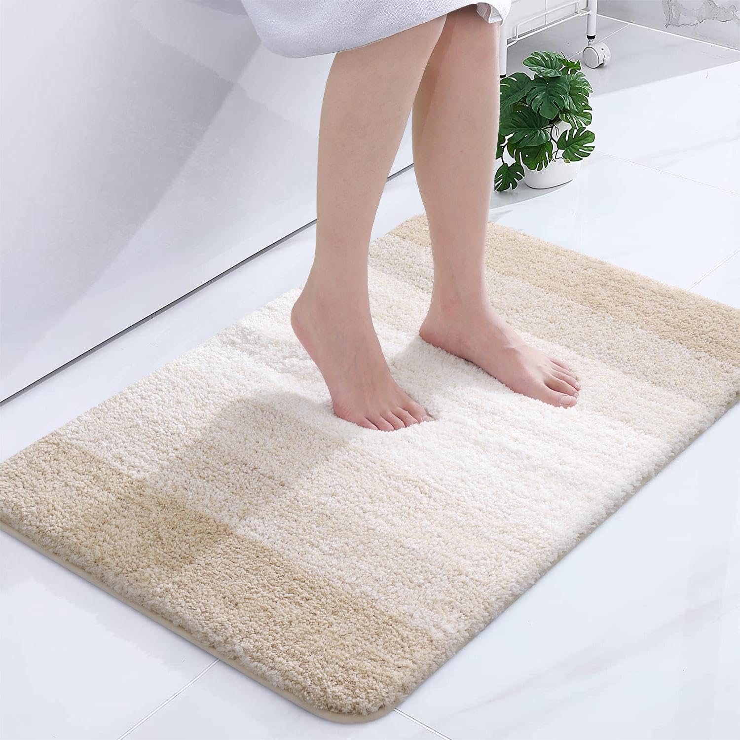 Tapis de bain en microfibre ultra doux et absorbant - Tapis shaggy antidérapant, lavable en machine, 40x60 cm