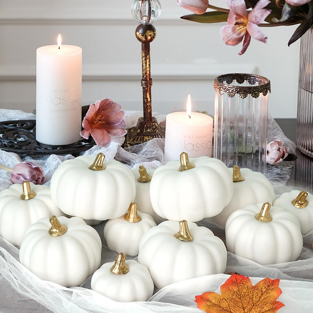 Lot de 48 Citrouilles Artificielles pour Décor d’Automne - Déco Halloween et Thanksgiving, Mini-Citrouilles pour Table, Maison, Jardin, Mariage - Ambiance Festive Rustique