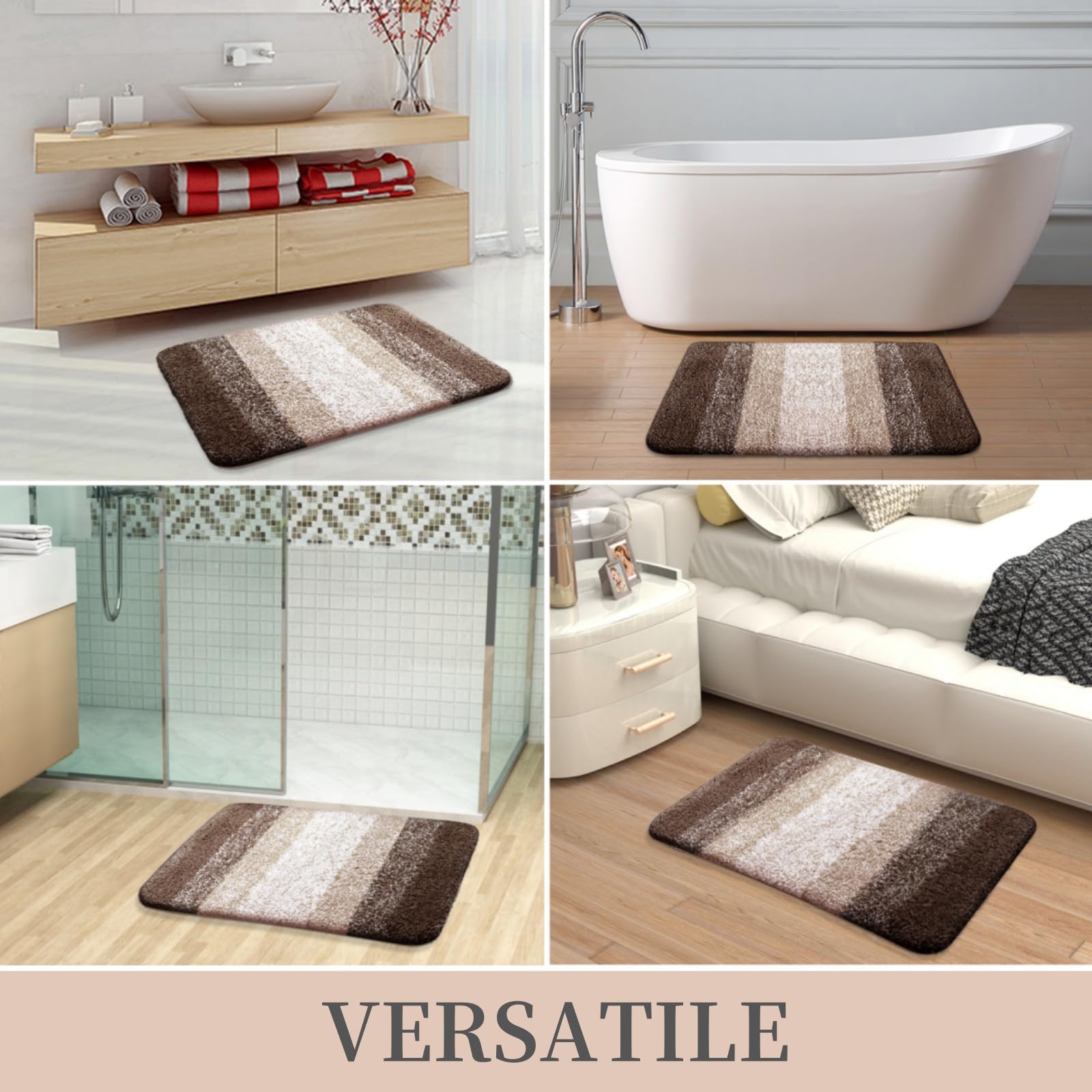 Tapis de bain en microfibre ultra doux et absorbant - Tapis shaggy antidérapant, lavable en machine, 40x60 cm