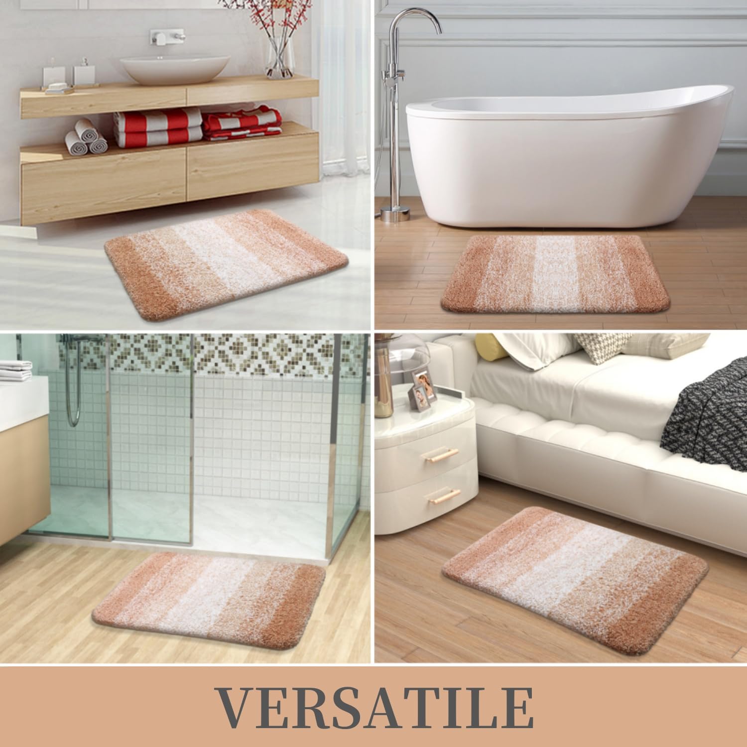 Tapis de bain en microfibre ultra doux et absorbant - Tapis shaggy antidérapant, lavable en machine, 40x60 cm