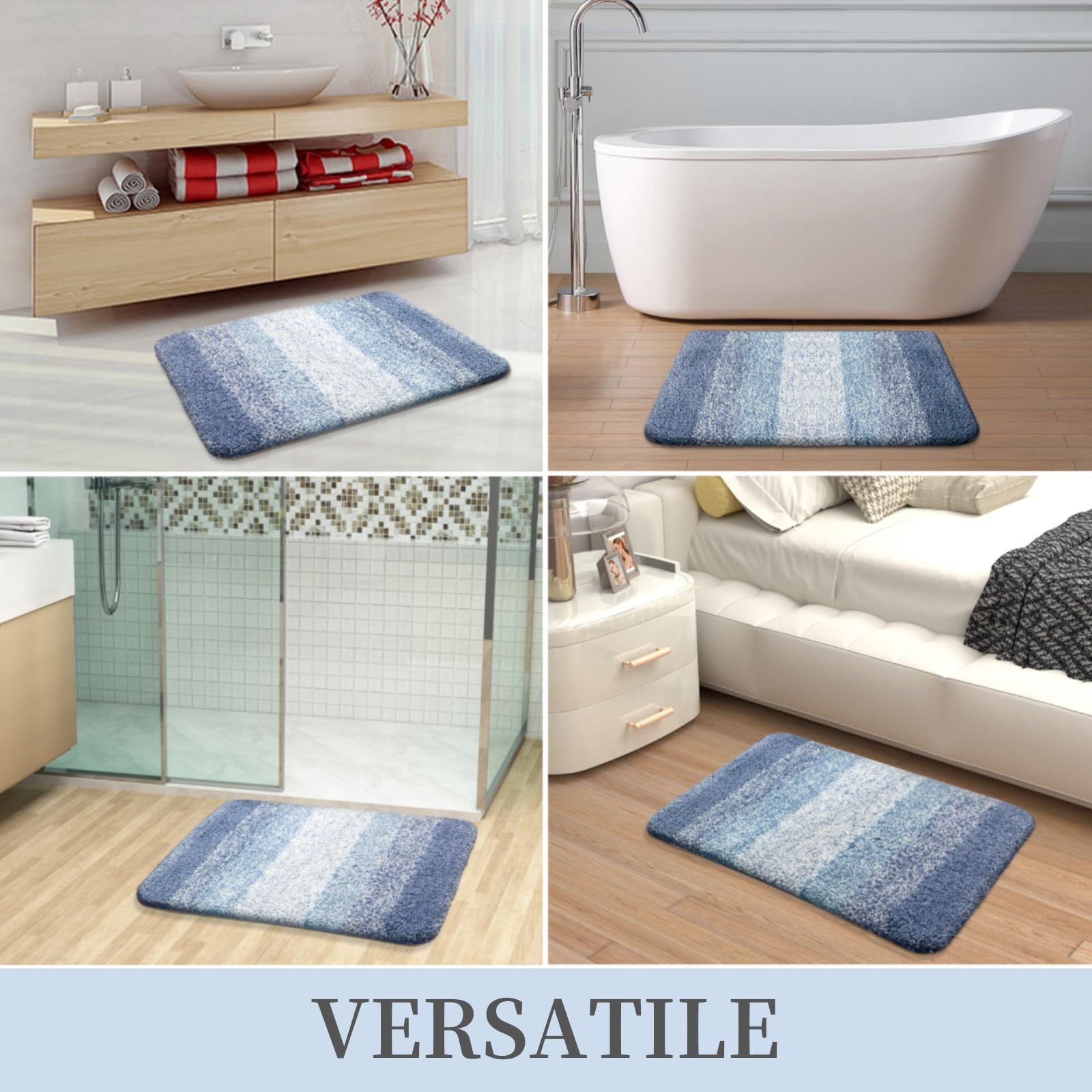 Tapis de bain en microfibre ultra doux et absorbant - Tapis shaggy antidérapant, lavable en machine, 40x60 cm