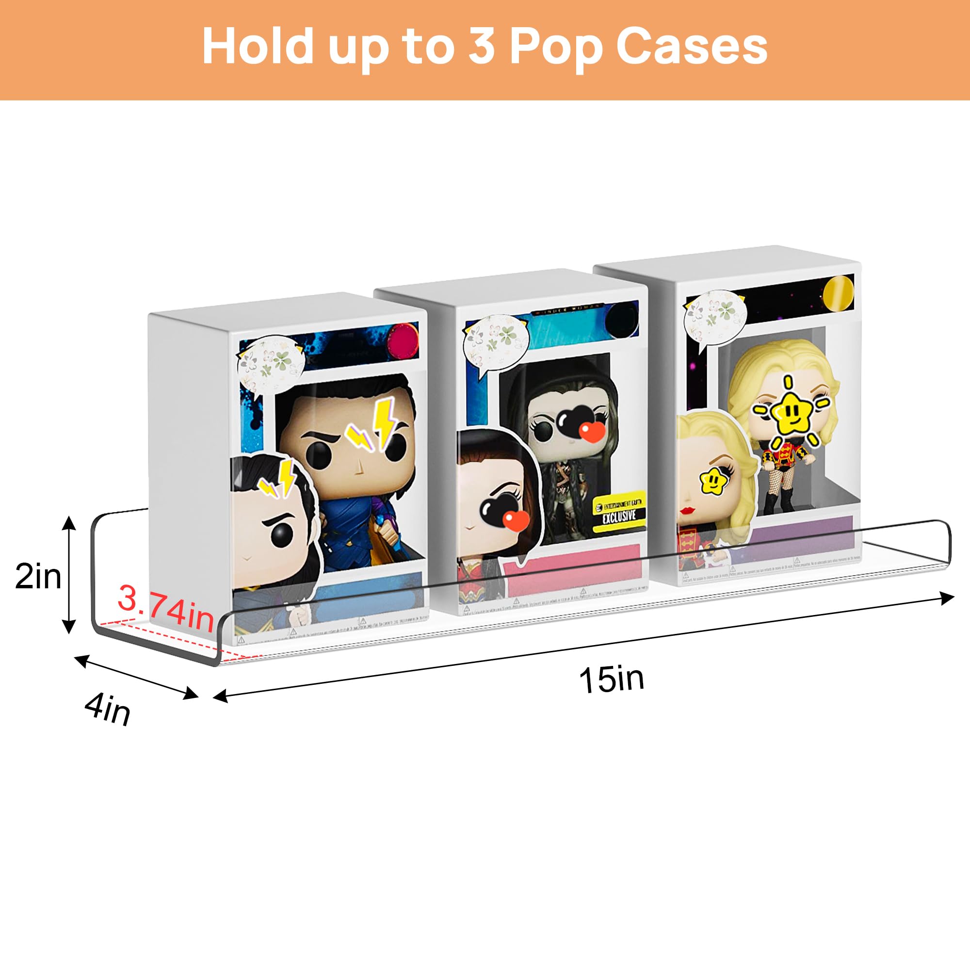 Étagères Acrylique Transparentes Upsimples, 38 cm - Lot de 4 Étagères Flottantes Murales pour Rangement Livres Enfants/Chambre/Chambre/Salle de Bain/Cuisine