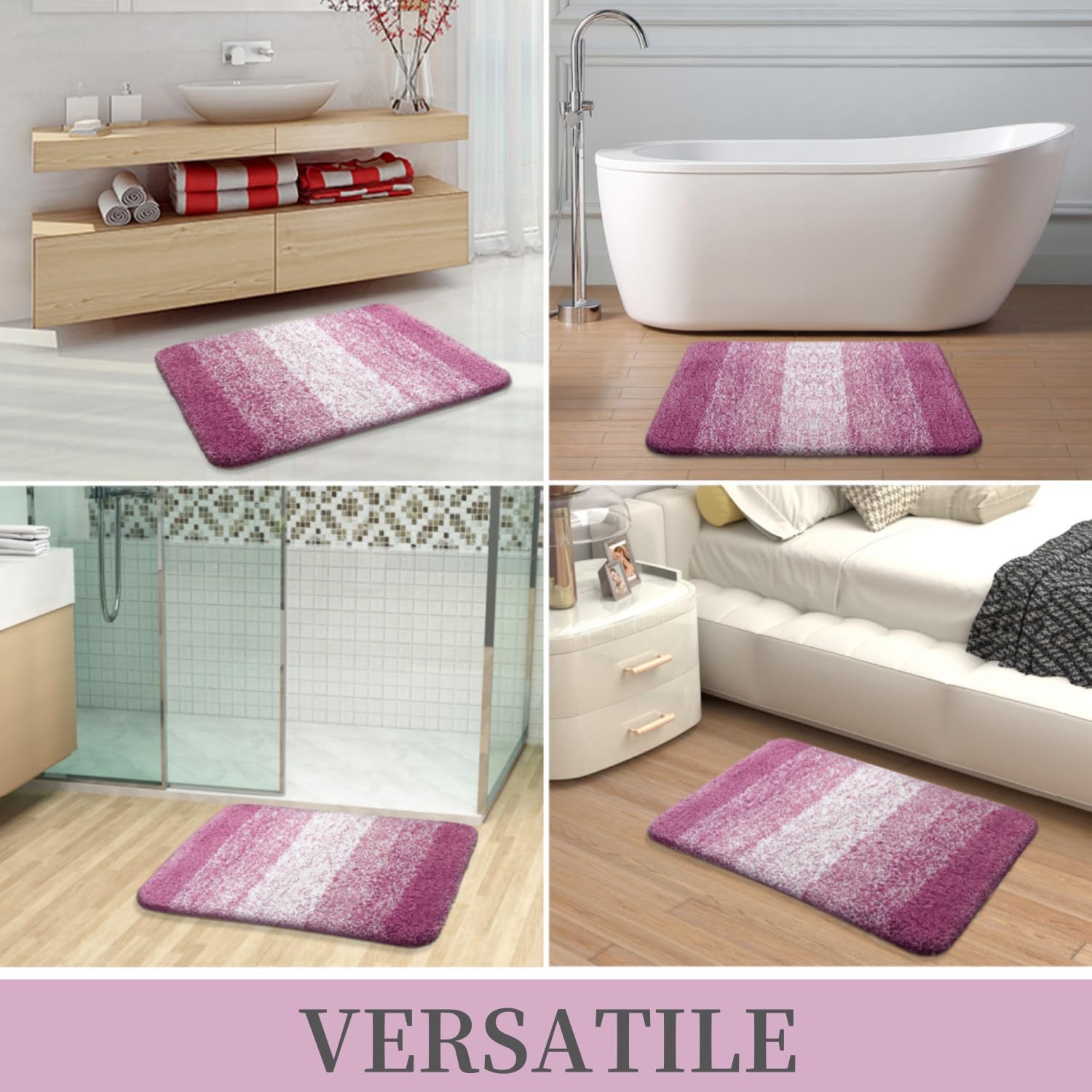 Tapis de bain en microfibre ultra doux et absorbant - Tapis shaggy antidérapant, lavable en machine, 40x60 cm