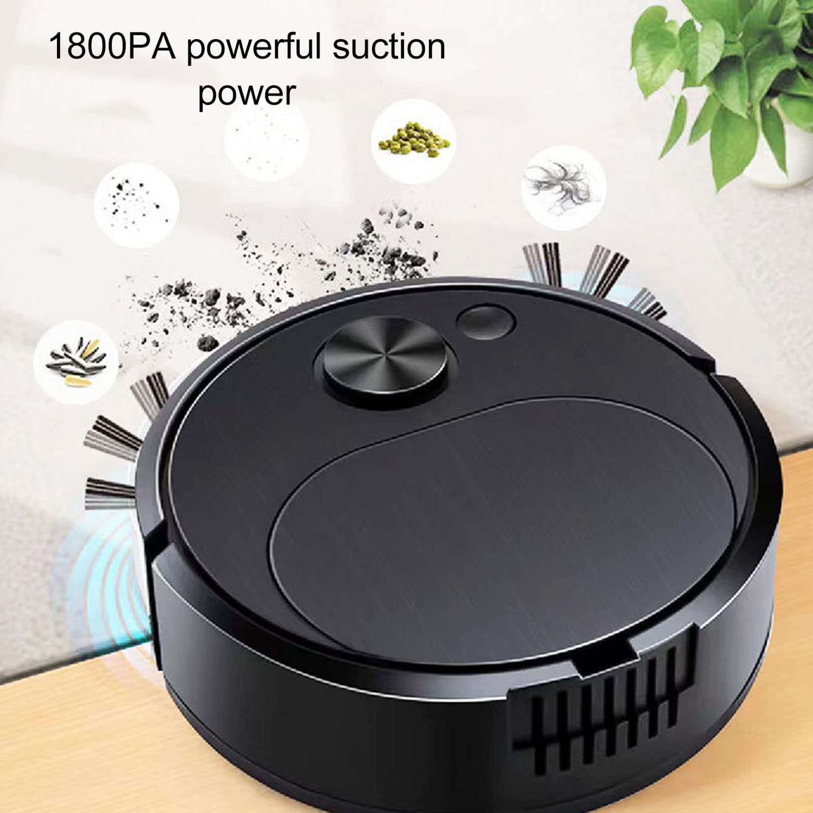 Robot Vacuum Cleaner Low Noise, Sweeping Vacuuming Mopping 3 in 1 Strong Suction Automatic Cleaner, Good for Cleaning Pet Hair, Carpets, Hard Floors