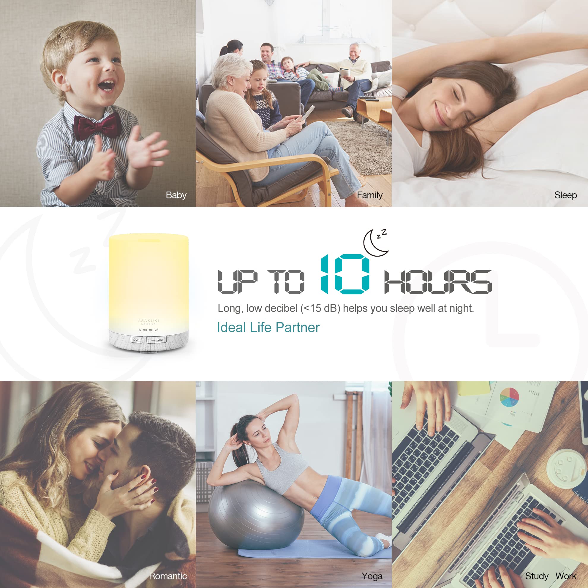 Diffuseur d'Huiles Essentielles 300 ml en Grain de Bois - Brumisateur Ultrasonique, 7 Couleurs LED, 3 Modes de Minuterie, Arrêt Automatique, Humidificateur Aromathérapie pour Maison et Bureau - Cadeau Idéal