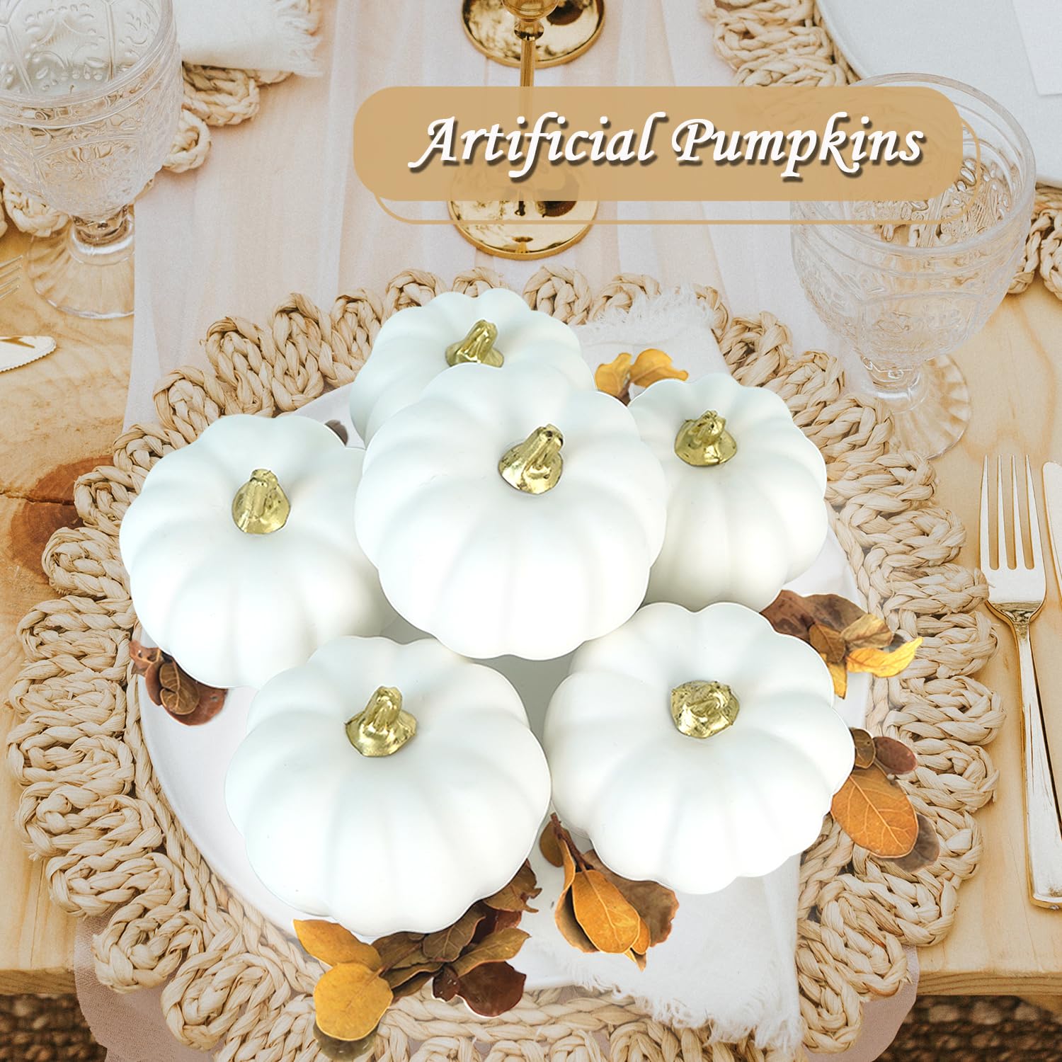 Lot de 48 Citrouilles Artificielles pour Décor d’Automne - Déco Halloween et Thanksgiving, Mini-Citrouilles pour Table, Maison, Jardin, Mariage - Ambiance Festive Rustique