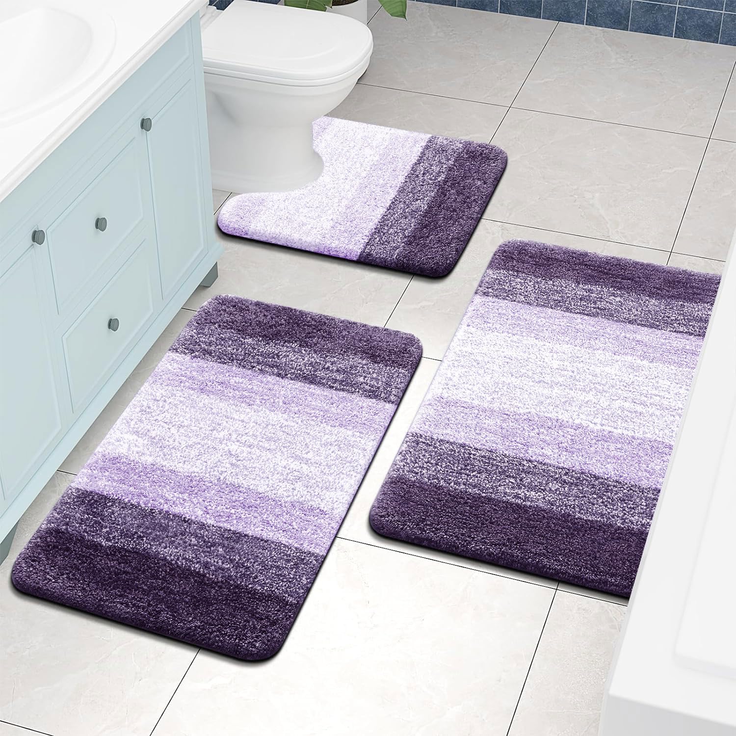 Tapis de bain en microfibre ultra doux et absorbant - Tapis shaggy antidérapant, lavable en machine, 40x60 cm