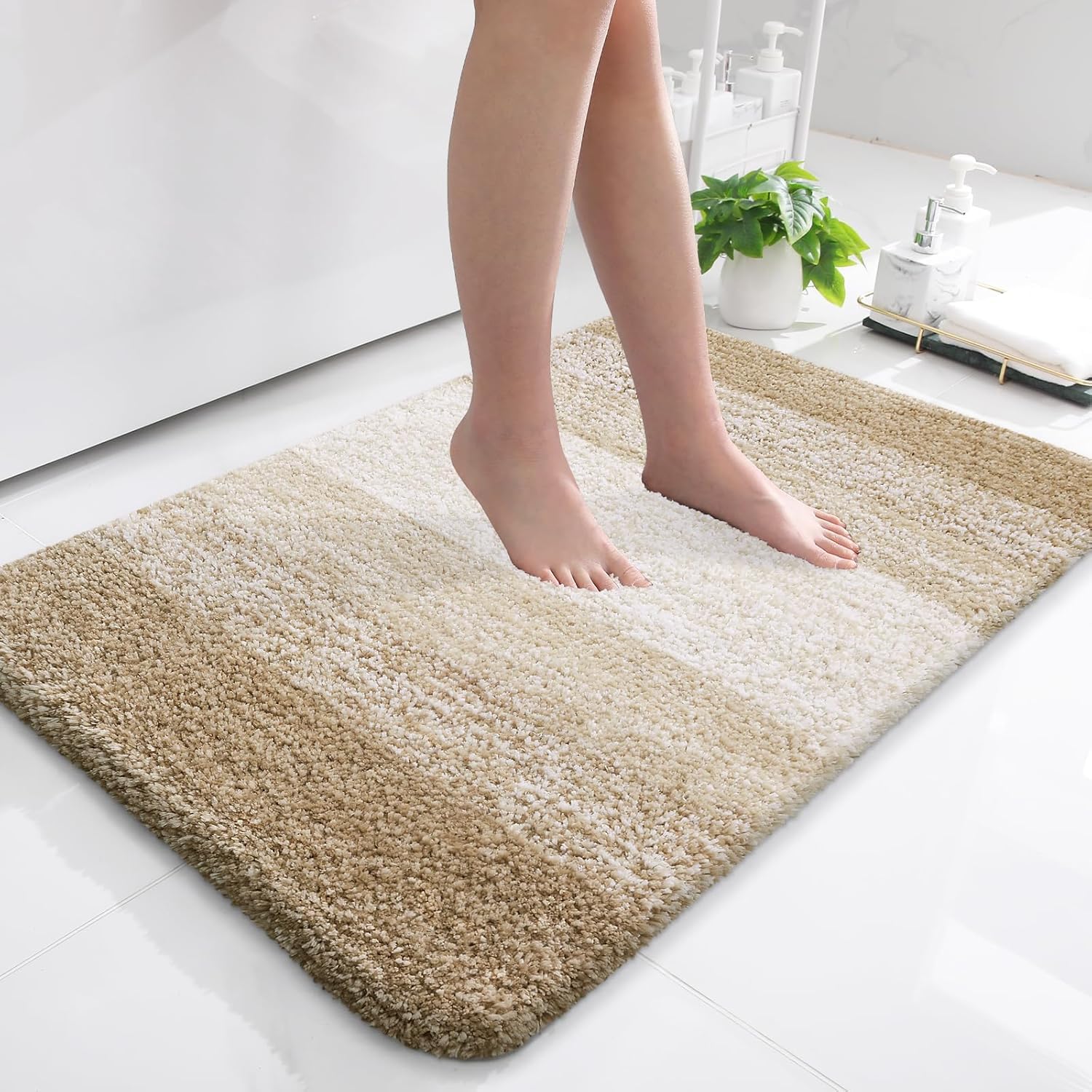 Tapis de bain en microfibre ultra doux et absorbant - Tapis shaggy antidérapant, lavable en machine, 40x60 cm