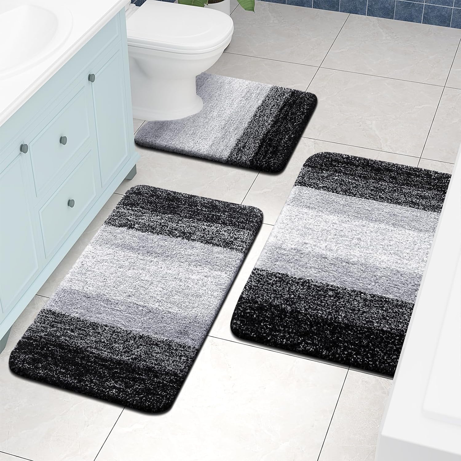 Tapis de bain en microfibre ultra doux et absorbant - Tapis shaggy antidérapant, lavable en machine, 40x60 cm