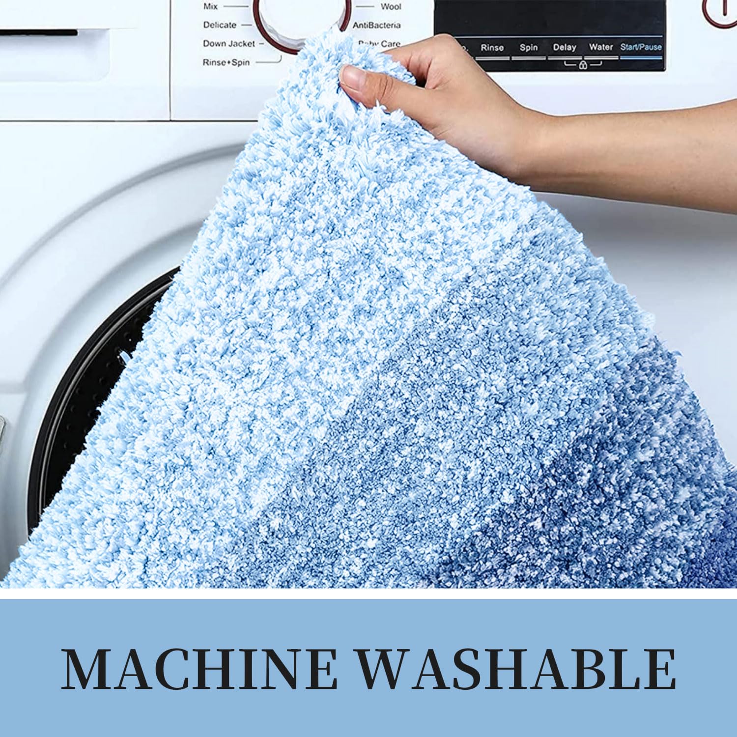 Tapis de bain en microfibre ultra doux et absorbant - Tapis shaggy antidérapant, lavable en machine, 40x60 cm