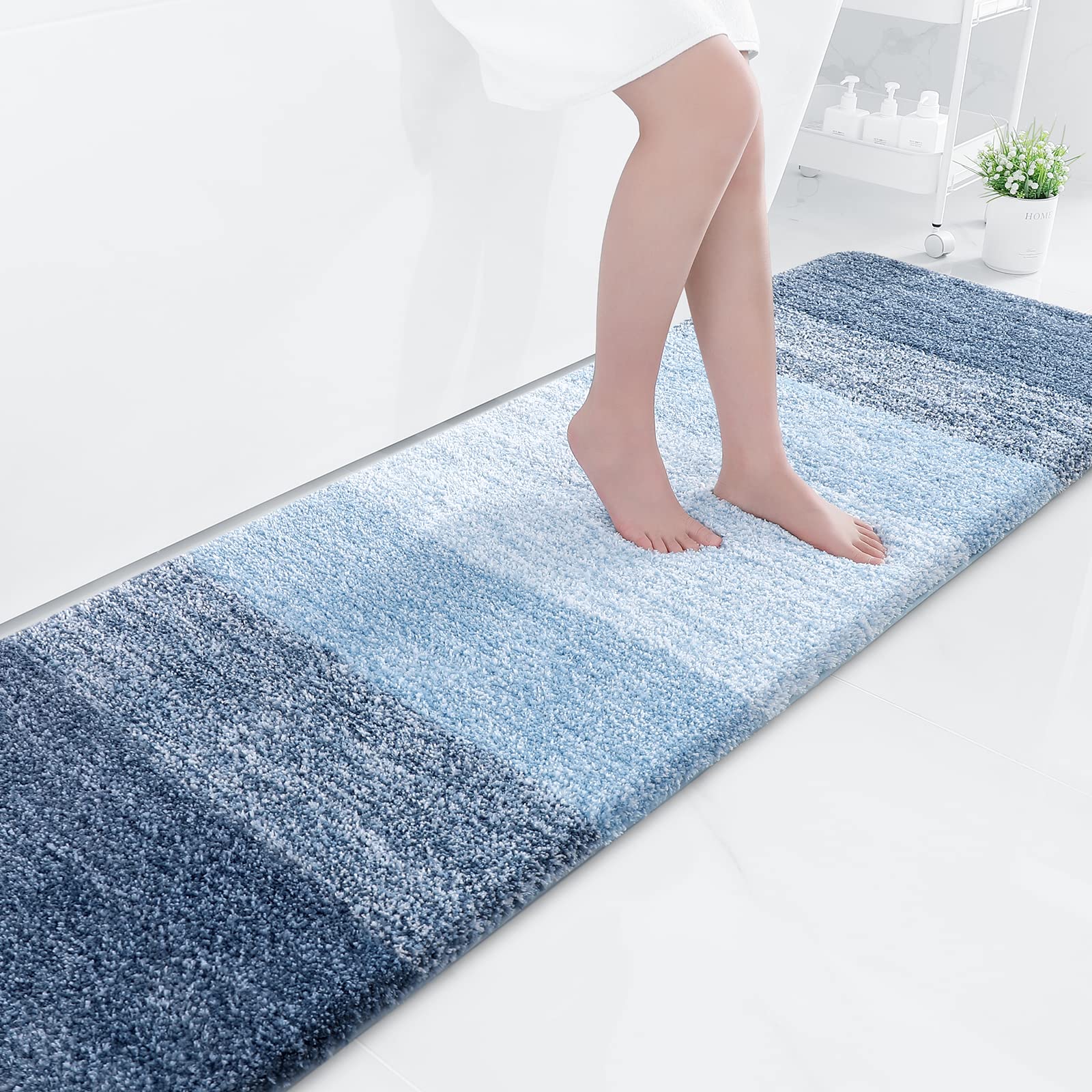 Tapis de bain en microfibre ultra doux et absorbant - Tapis shaggy antidérapant, lavable en machine, 40x60 cm