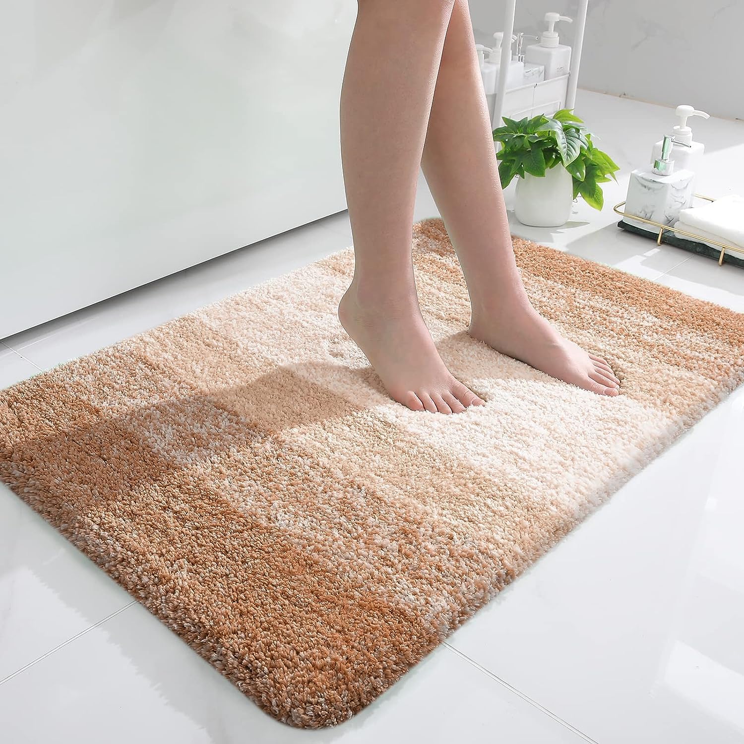 Tapis de bain en microfibre ultra doux et absorbant - Tapis shaggy antidérapant, lavable en machine, 40x60 cm
